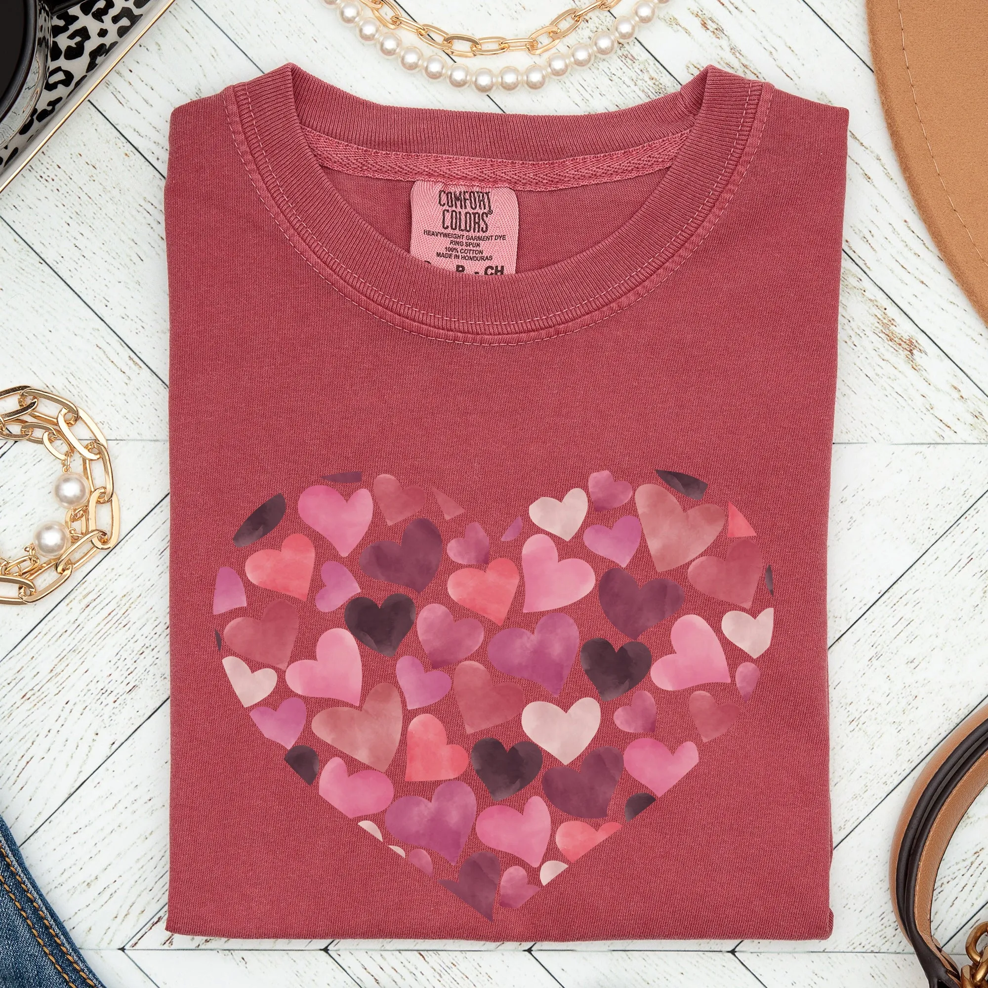 Watercolor Hearts Valentine's Day Edition Premium Soft Feel Print Comfort Colors Tee sold by Refinery Number One product image thumbnail 5
