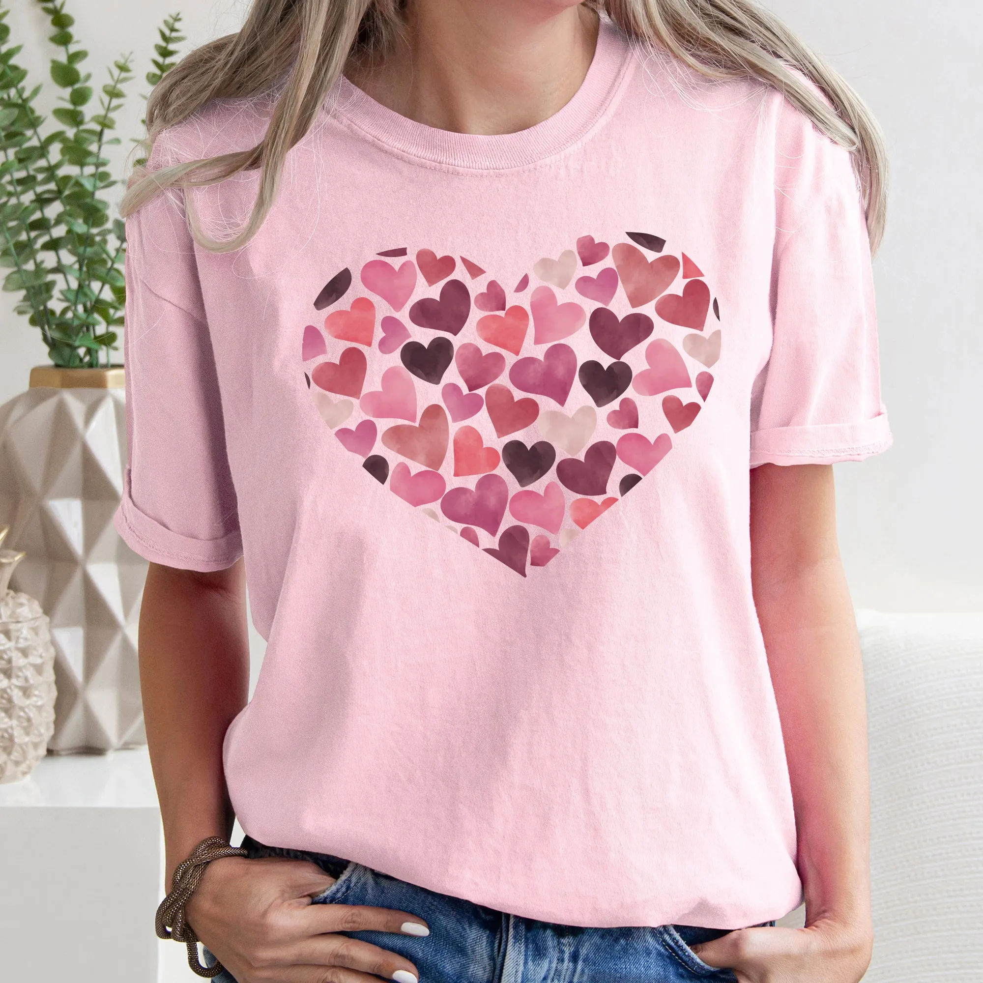 Watercolor Hearts Valentine's Day Edition Premium Soft Feel Print Comfort Colors Tee sold by Refinery Number One product image thumbnail 4