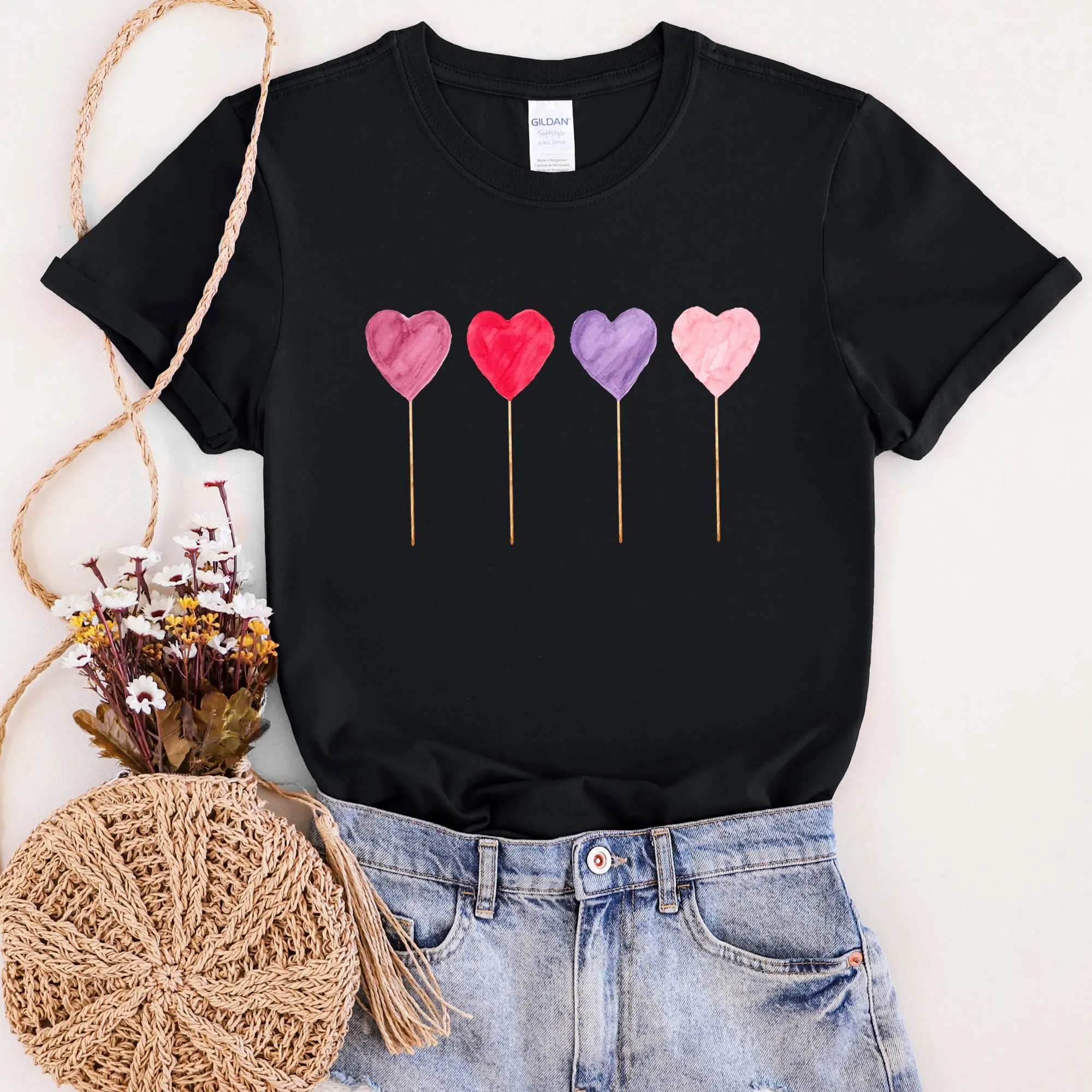 Watecolor Lollipops, Candy, Sweets, Suckers, Super Soft Tshirt, Valentine's Day sold by Refinery Number One product image thumbnail 3