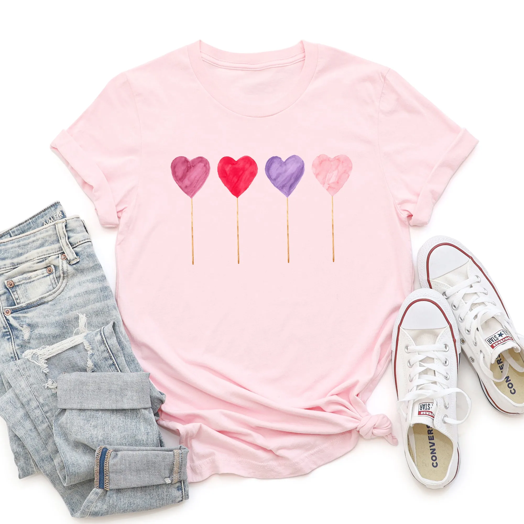 Watecolor Lollipops, Candy, Sweets, Suckers, Super Soft Tshirt, Valentine's Day sold by Refinery Number One