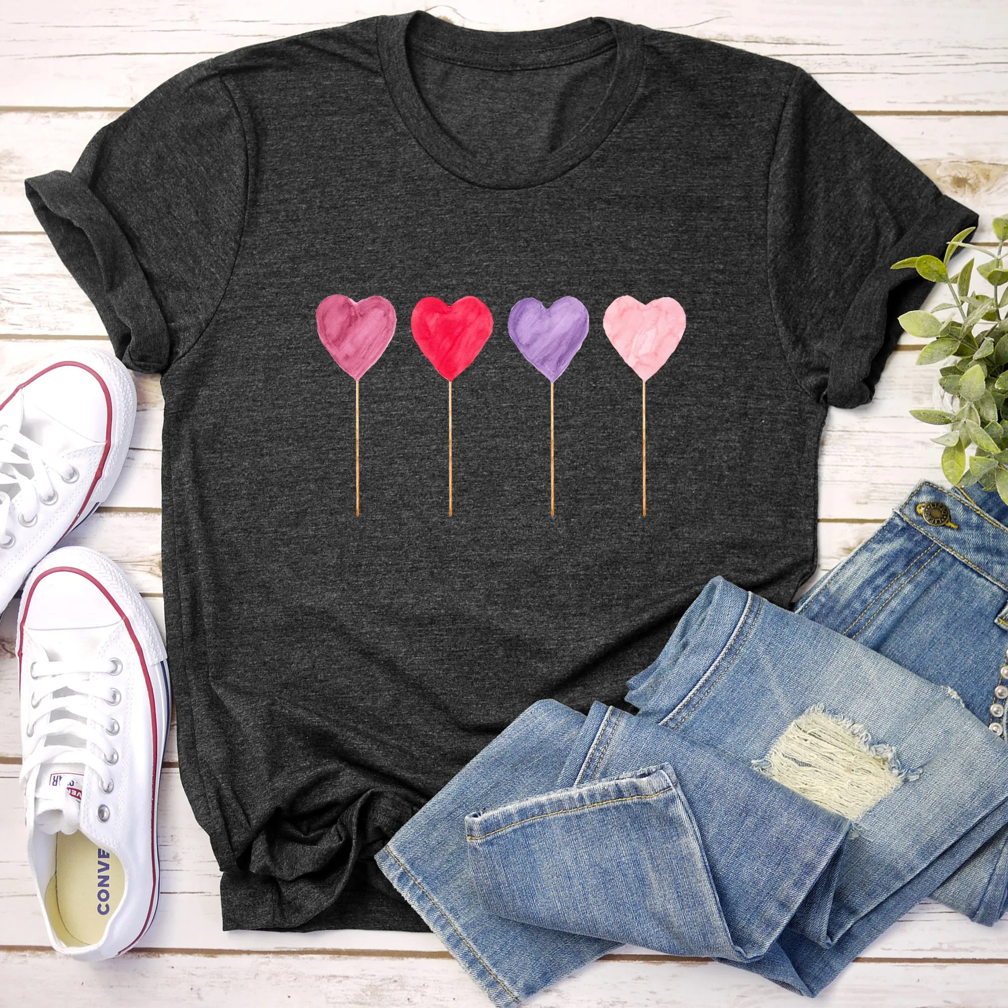 Watecolor Lollipops, Candy, Sweets, Suckers, Super Soft Tshirt, Valentine's Day sold by Refinery Number One product image thumbnail 5