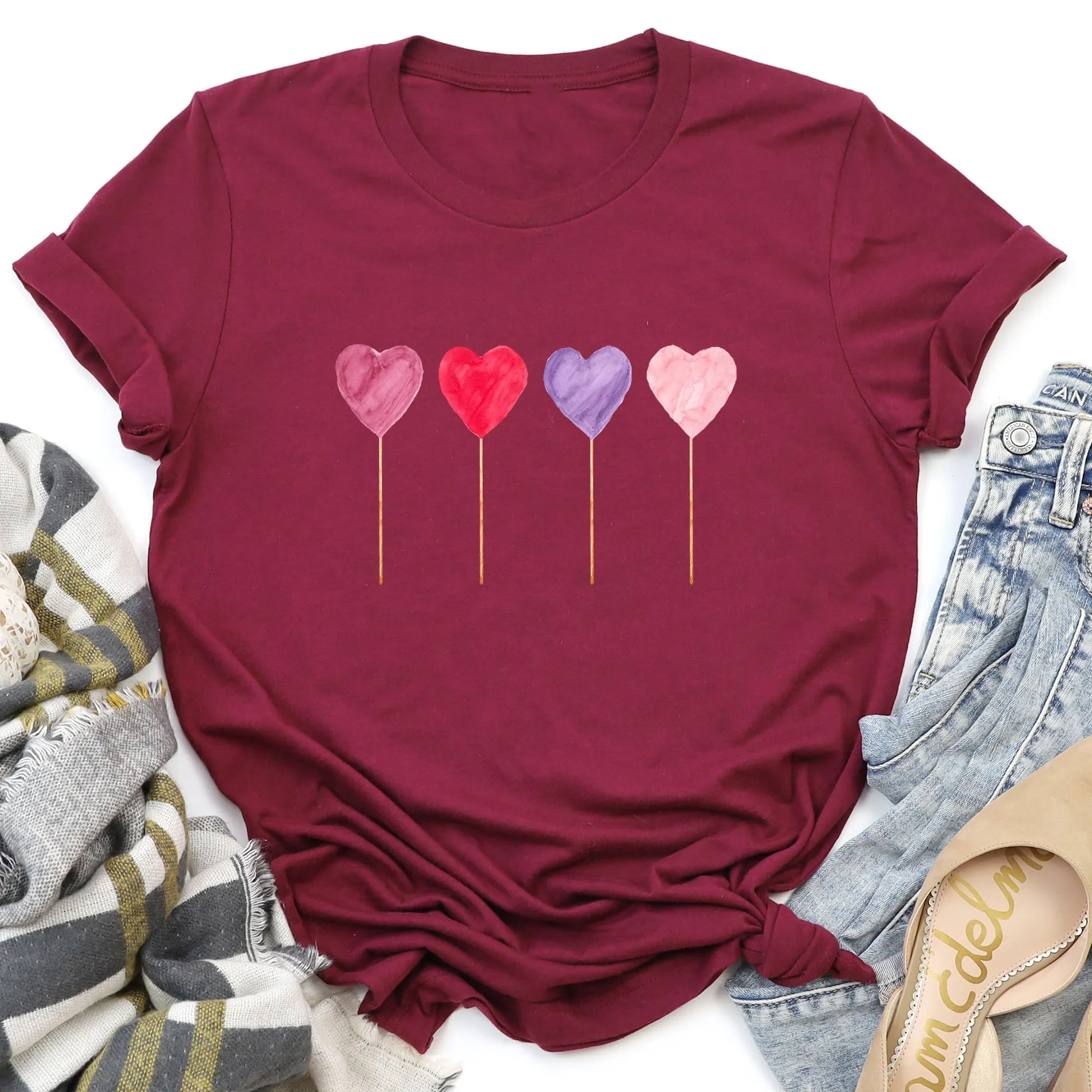 Watecolor Lollipops, Candy, Sweets, Suckers, Super Soft Tshirt, Valentine's Day sold by Refinery Number One product image thumbnail 2
