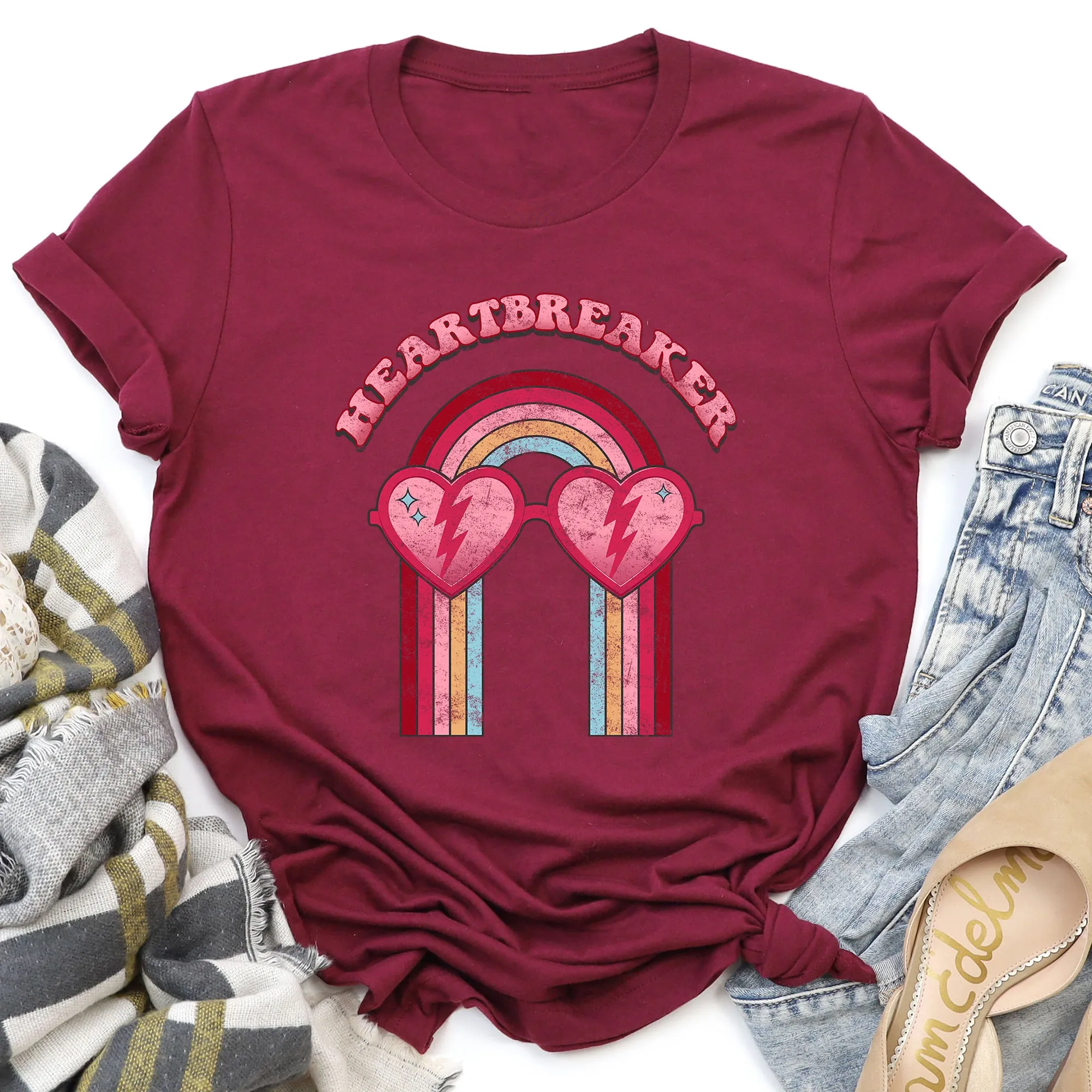 Heart Breaker, Love, Sunglasses, Retro, Super Soft Tshirt, Valentine's Day sold by Refinery Number One product image thumbnail 5