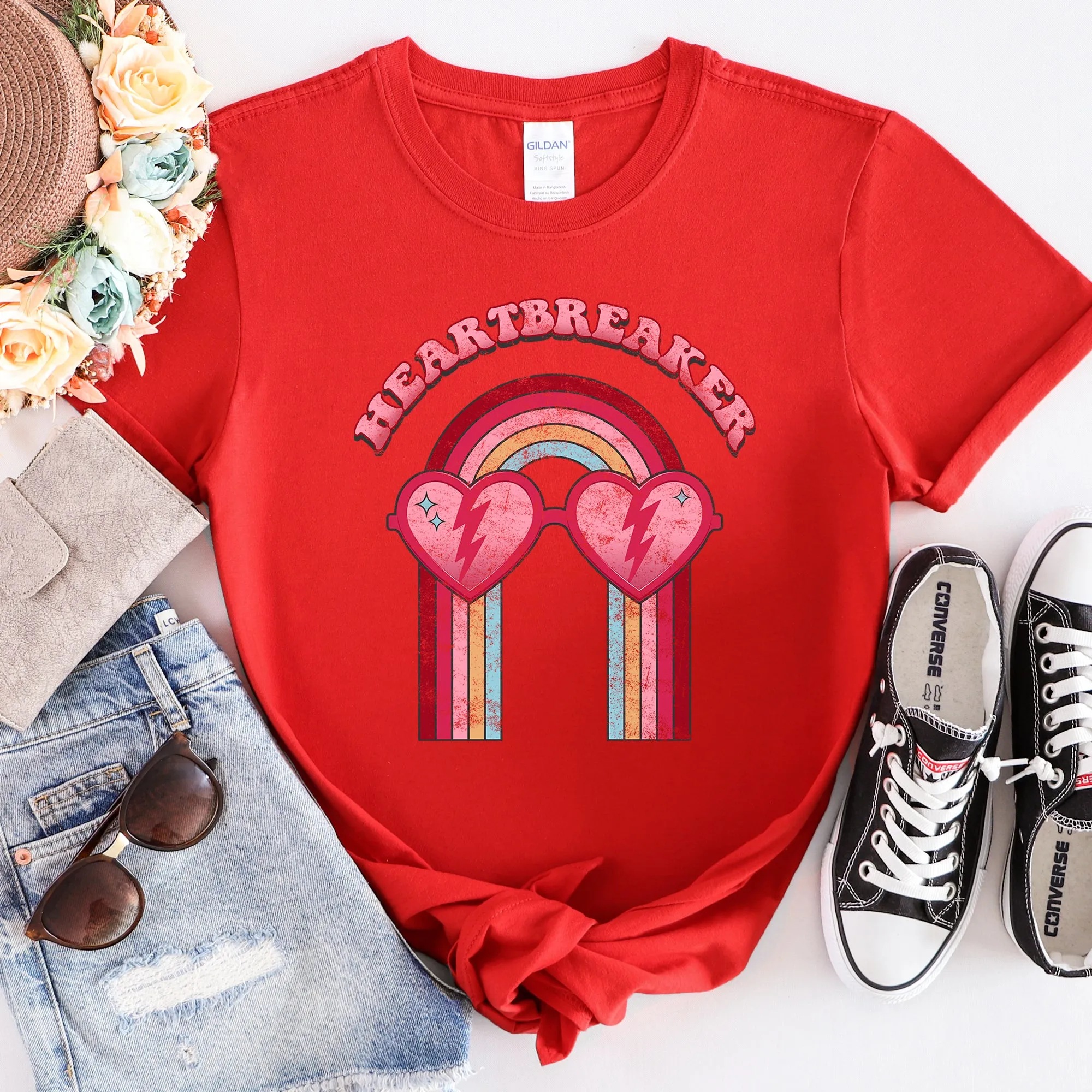 Heart Breaker, Love, Sunglasses, Retro, Super Soft Tshirt, Valentine's Day sold by Refinery Number One product image thumbnail 2