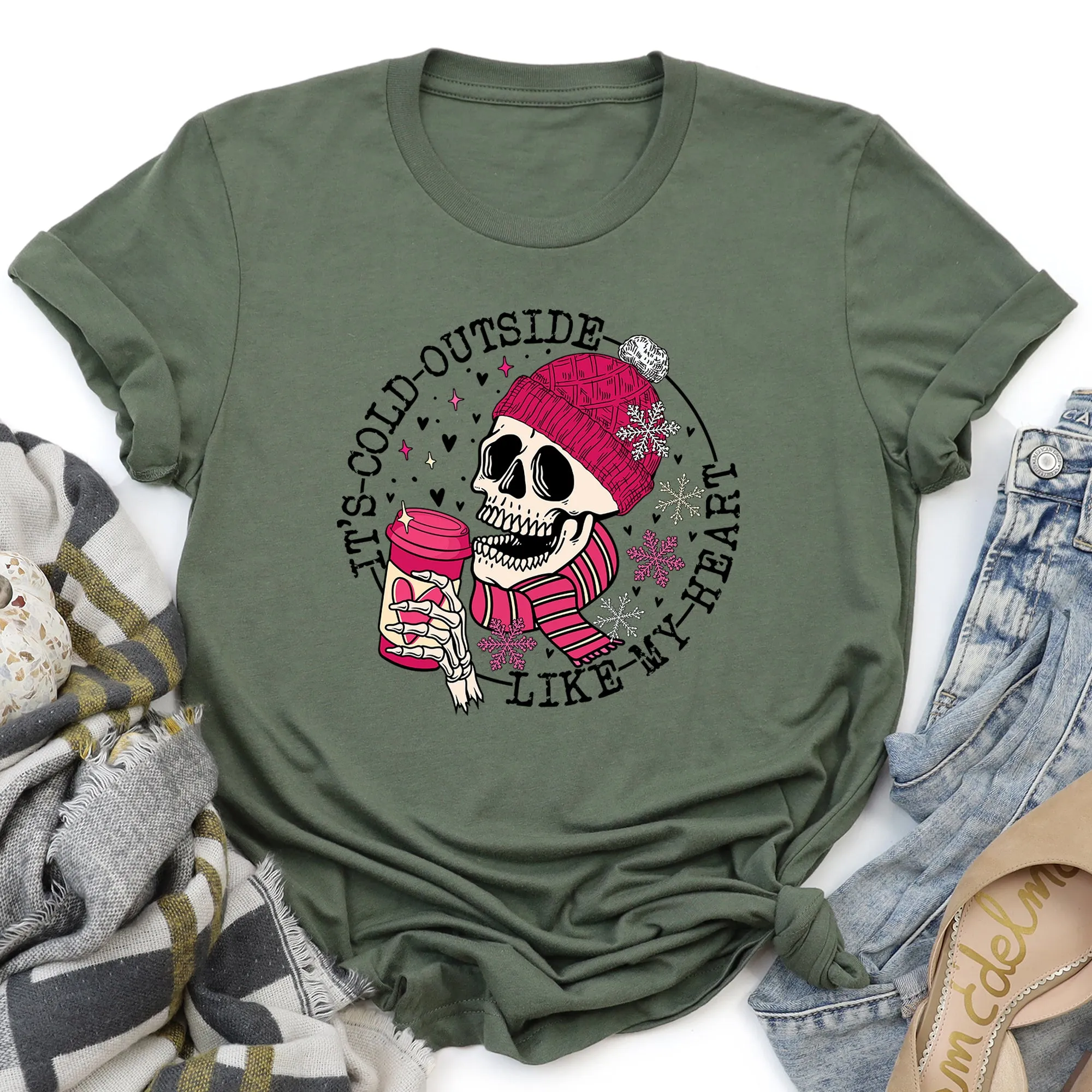 It's Cold Outside, Skeleton, Heart, Super Soft Tshirt, Valentine's Day sold by Refinery Number One product image thumbnail 5