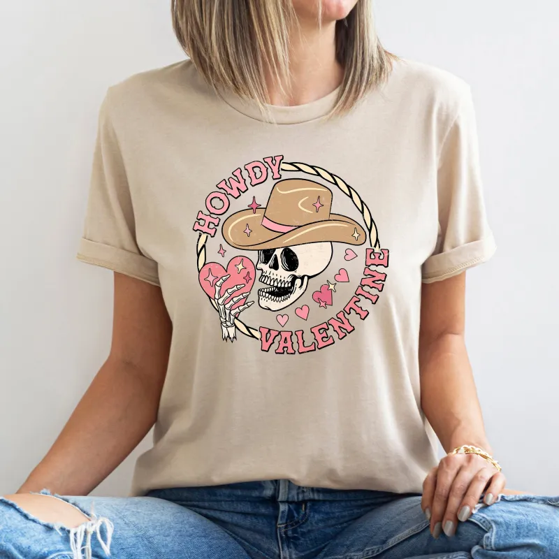Howdy Valentine, Skeleton Cowboy, Western, Country, Super Soft Tshirt, Valentine's Day sold by Refinery Number One