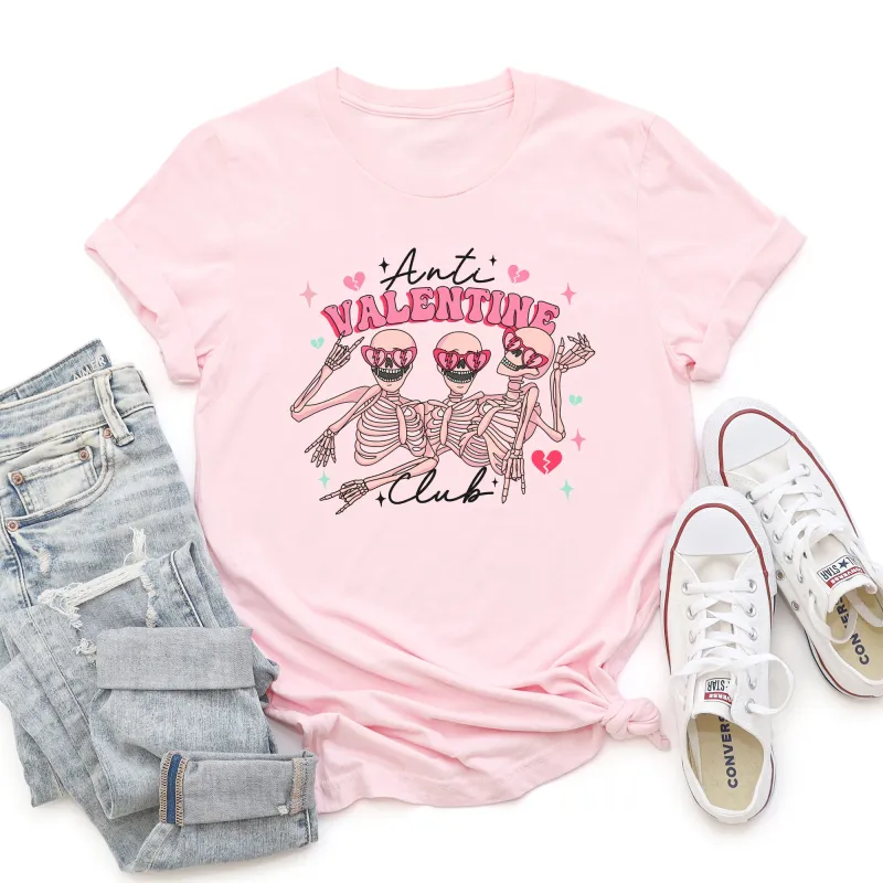 Anti Valentine's Club, Skeleton, Super Soft Tshirt, Valentine's Day sold by Refinery Number One