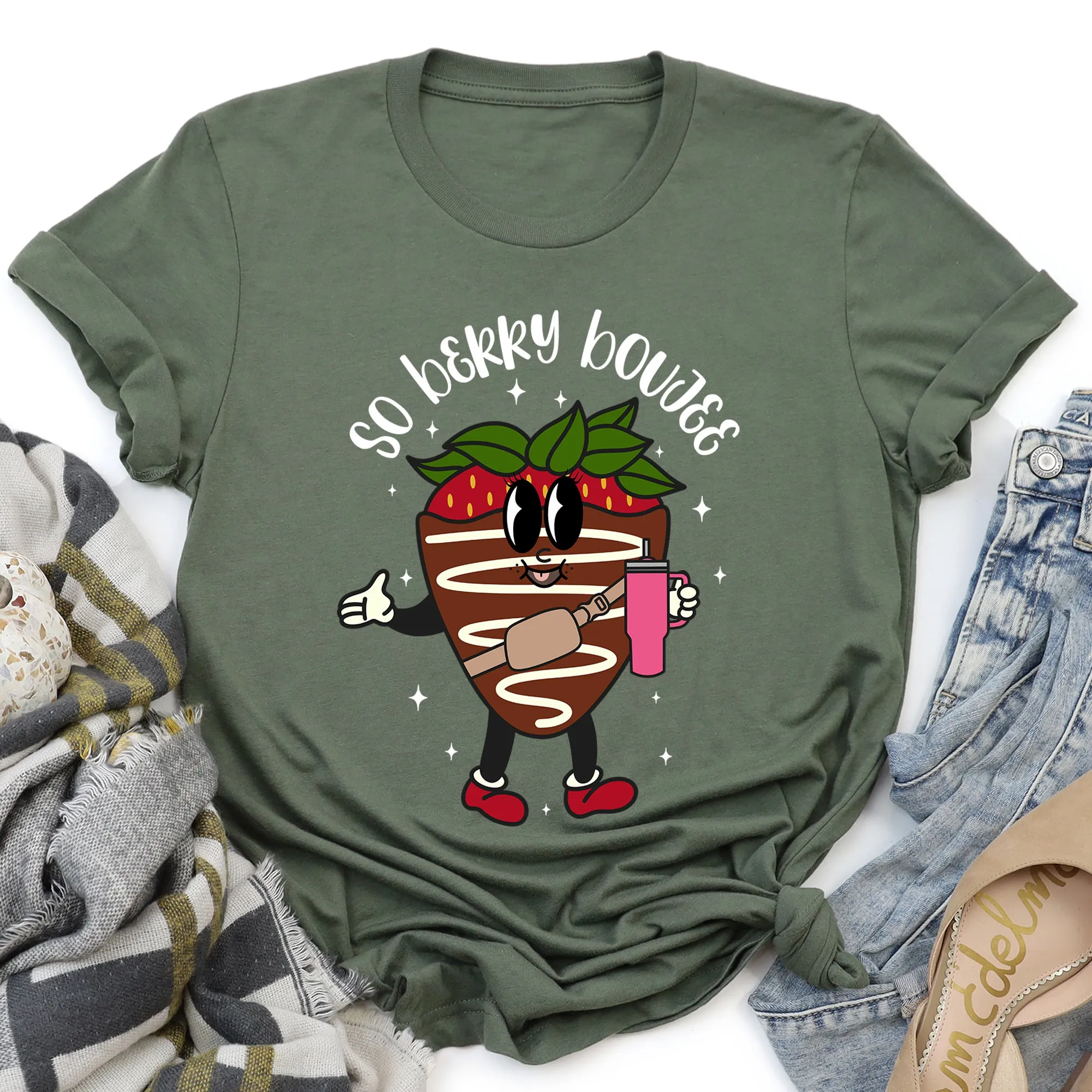 So Berry Boujee, Chocolate Strawberry, Bougie, Super Soft Tshirt, Valentine's Day sold by Refinery Number One product image thumbnail 2