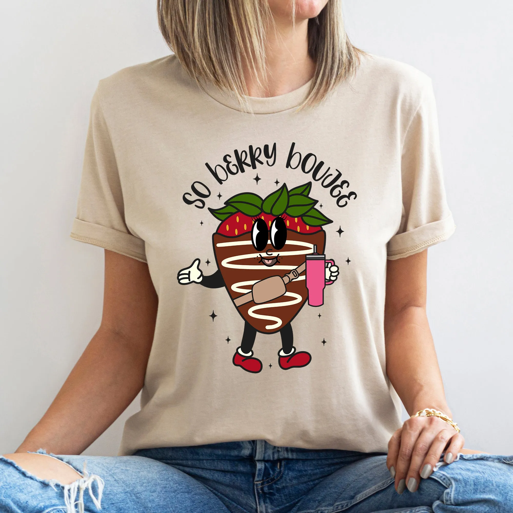 So Berry Boujee, Chocolate Strawberry, Bougie, Super Soft Tshirt, Valentine's Day sold by Refinery Number One product image thumbnail 4