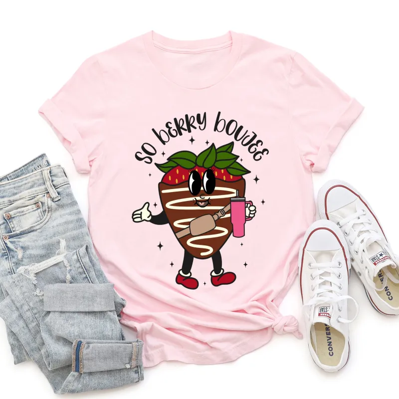 So Berry Boujee, Chocolate Strawberry, Bougie, Super Soft Tshirt, Valentine's Day sold by Refinery Number One
