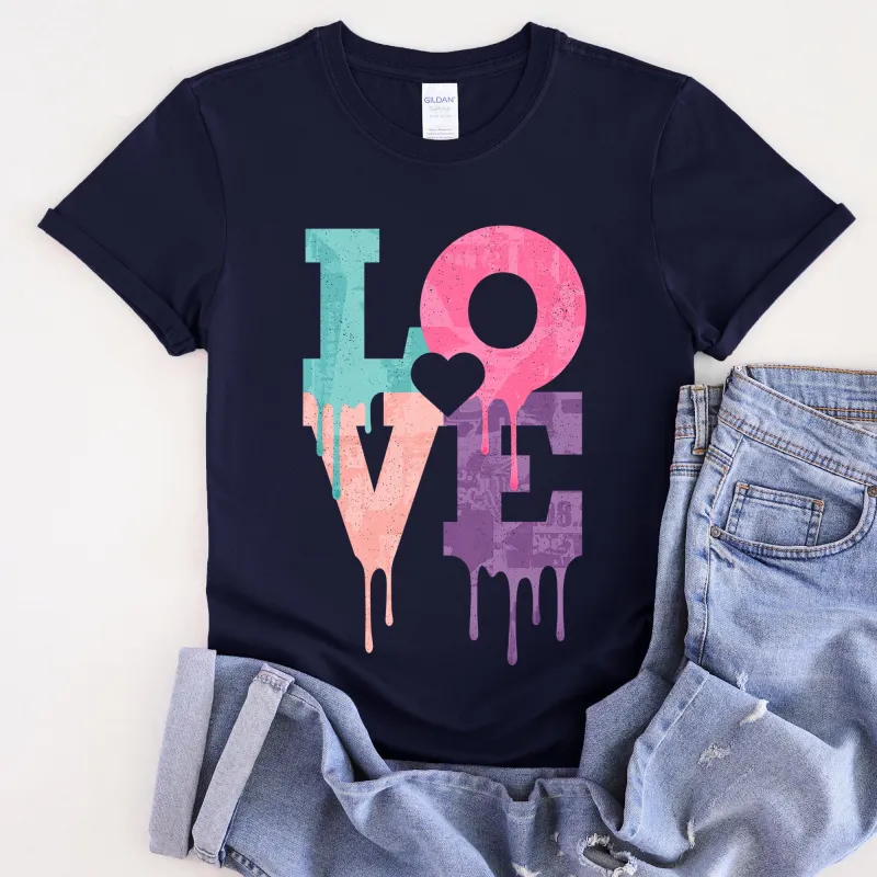 Retro Love Dripping Paint, Super Soft Tshirt, Valentine's Day sold by Refinery Number One