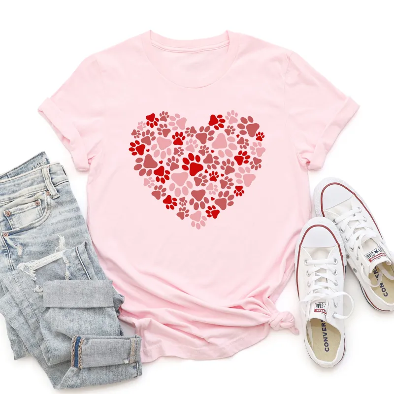Paw Print Heart, Pets, Dogs, Cats, Super Soft Tshirt, Valentine's Day sold by Refinery Number One