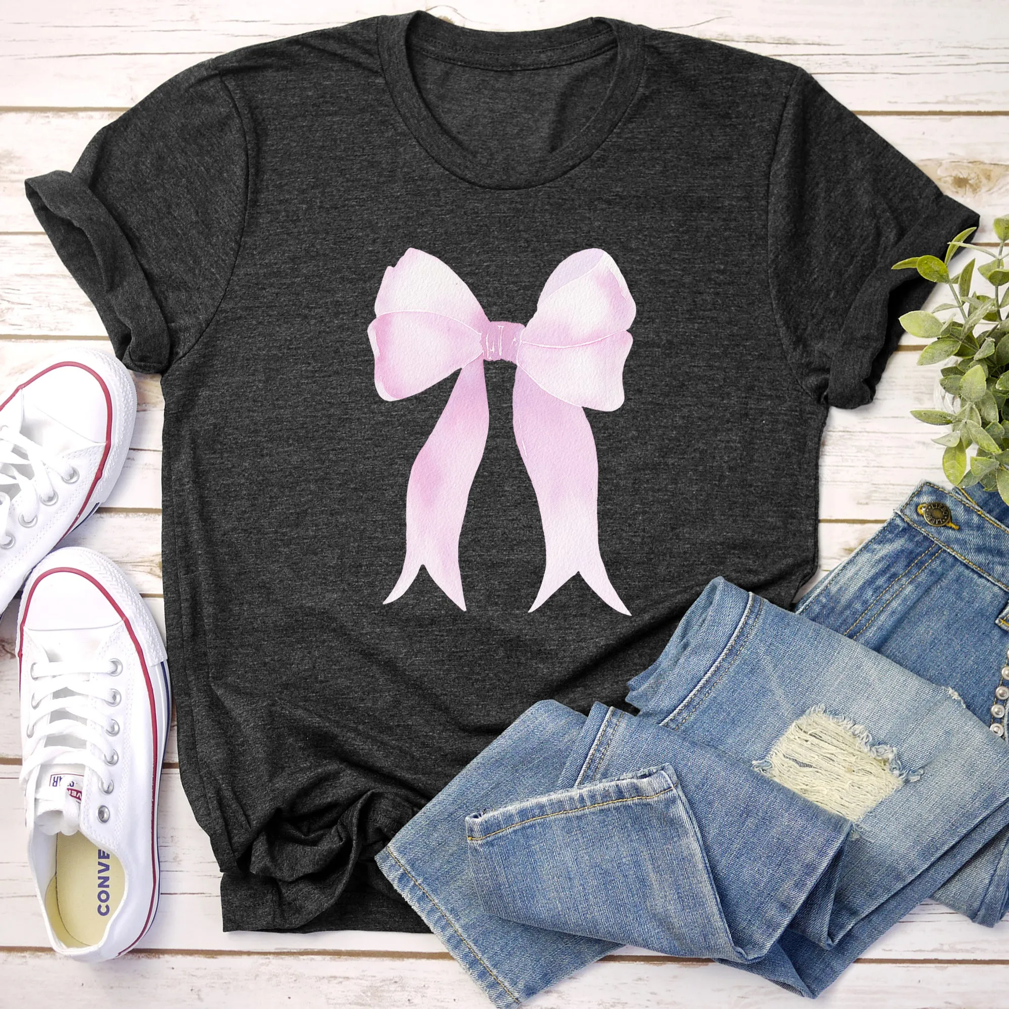 Pink Ribbon, Coquette, Cute, Adorable, Bow, Super Soft Tshirt, Valentine's Day sold by Refinery Number One product image thumbnail 3