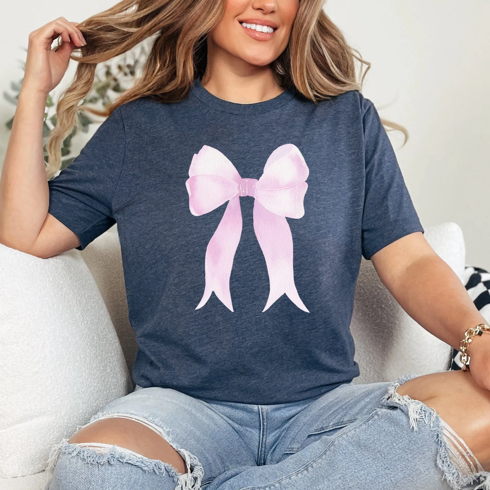 Pink Ribbon, Coquette, Cute, Adorable, Bow, Super Soft Tshirt, Valentine's Day sold by Refinery Number One product image thumbnail 4