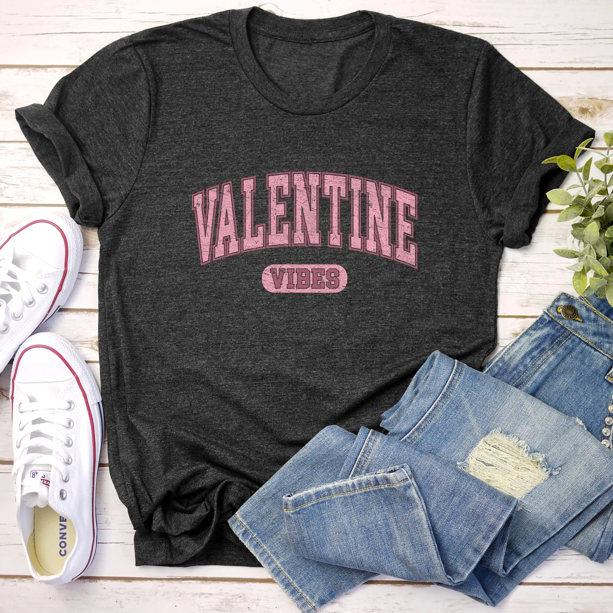 Valentine Vibes, Collegiate, College, University, Super Soft Tshirt, Valentine's Day sold by Refinery Number One product image thumbnail 3