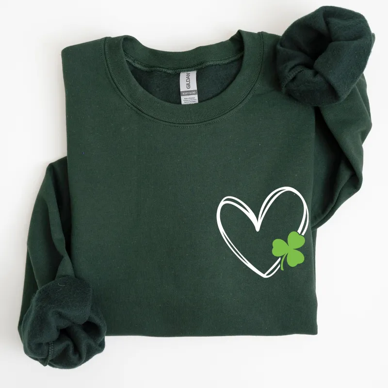 Double Heart With Shamrock, St Patrick's Day Sweatshirt sold by Refinery Number One
