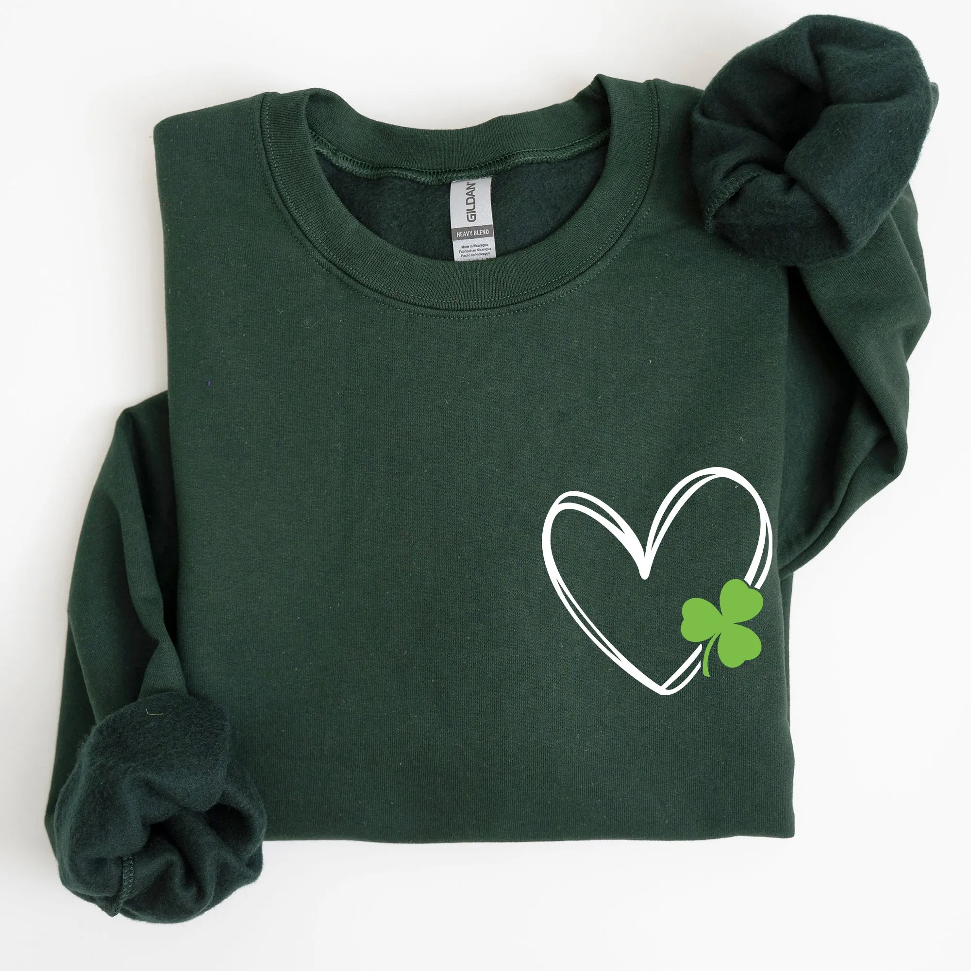 Double Heart With Shamrock, St Patrick's Day Sweatshirt sold by Refinery Number One