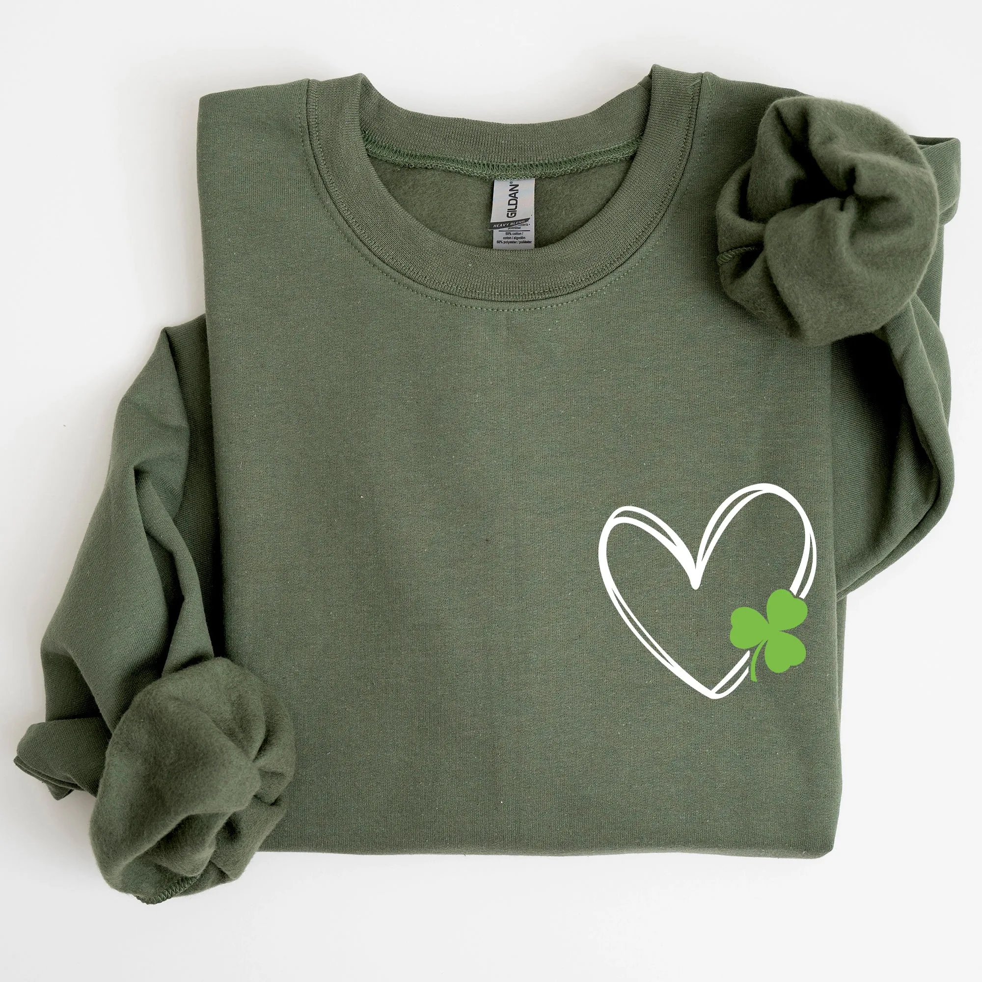Double Heart With Shamrock, St Patrick's Day Sweatshirt sold by Refinery Number One product image thumbnail 2