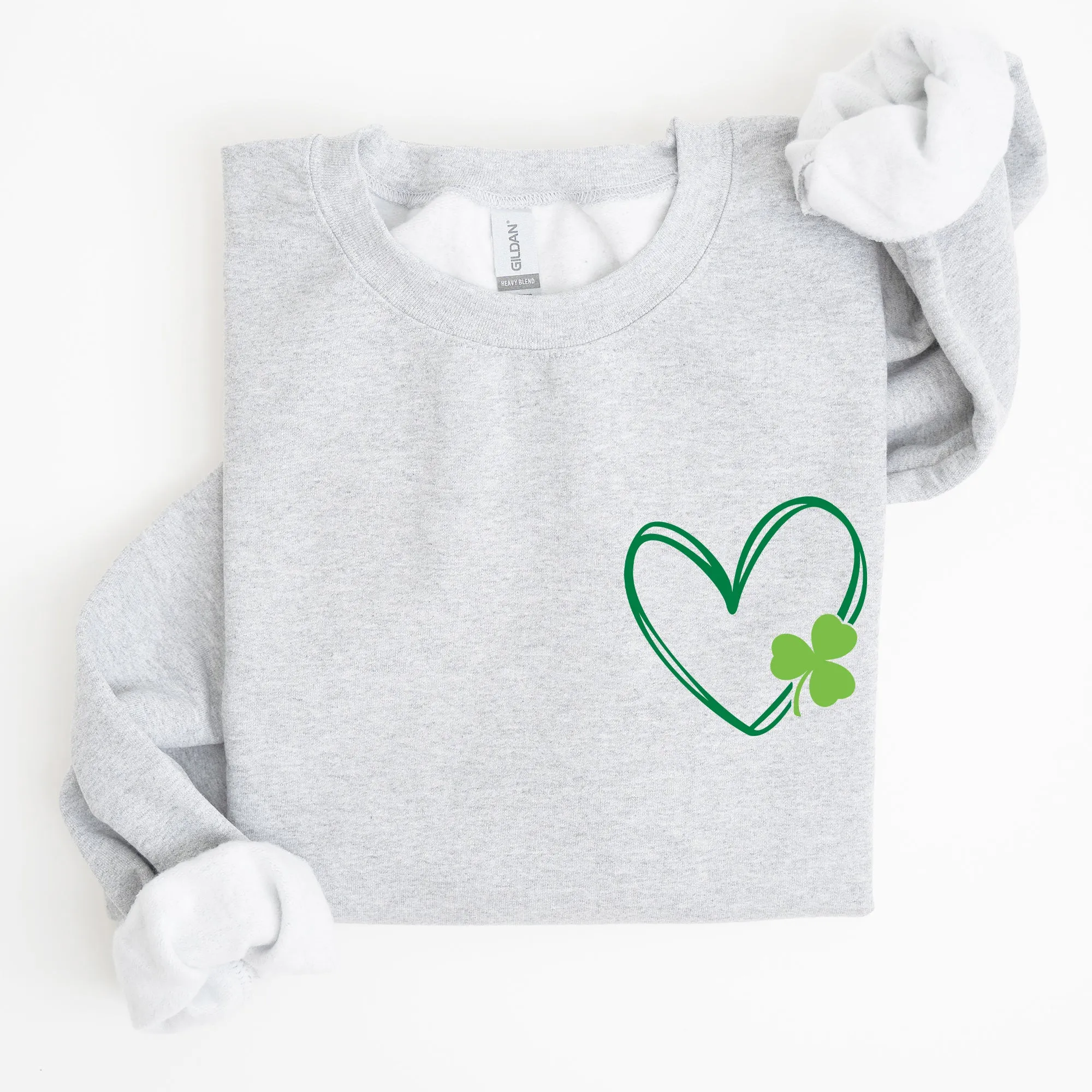 Double Heart With Shamrock, St Patrick's Day Sweatshirt sold by Refinery Number One product image thumbnail 3
