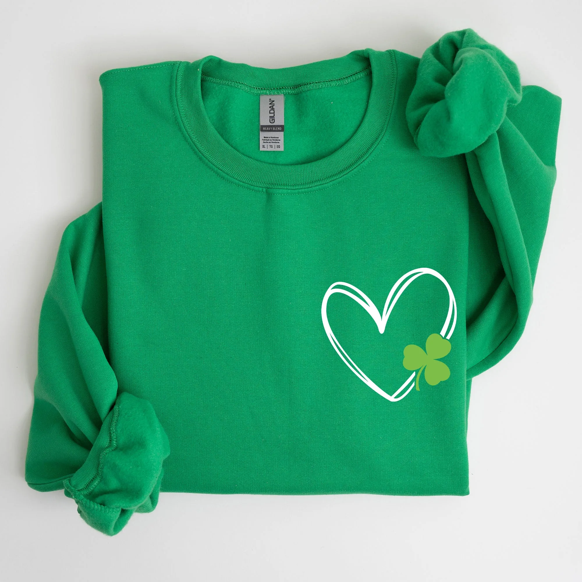 Double Heart With Shamrock, St Patrick's Day Sweatshirt sold by Refinery Number One product image thumbnail 5