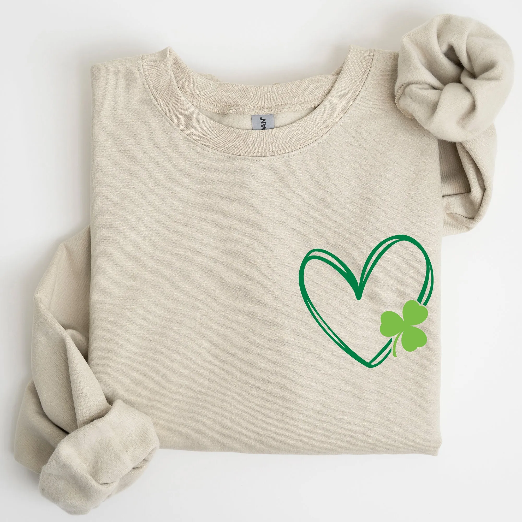 Double Heart With Shamrock, St Patrick's Day Sweatshirt sold by Refinery Number One product image thumbnail 4
