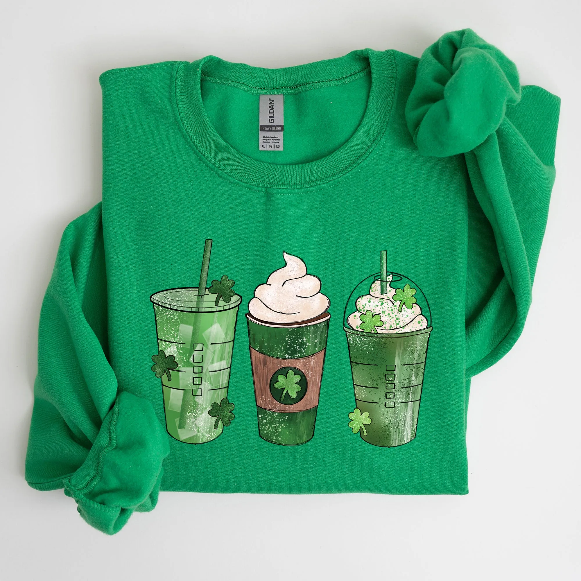 Iced Coffees, Shamrocks, St Patrick's Day Sweatshirt sold by Refinery Number One product image thumbnail 3