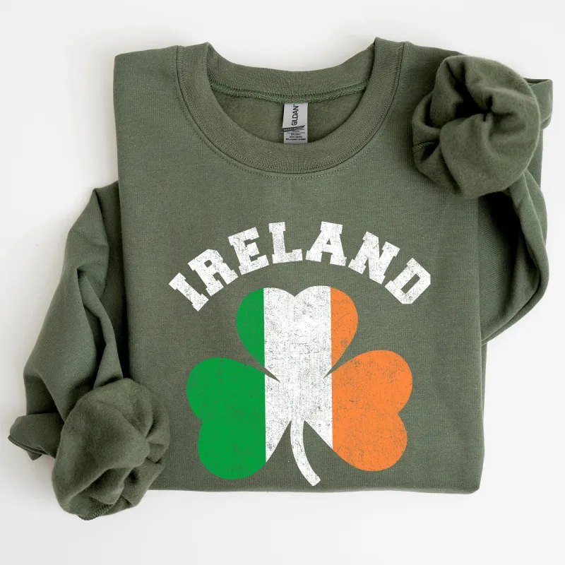Ireland Shamrock Flag St Patrick's Day Irish Pride Emblem Graphic Cozy Sweatshirt made by Refinery Number One