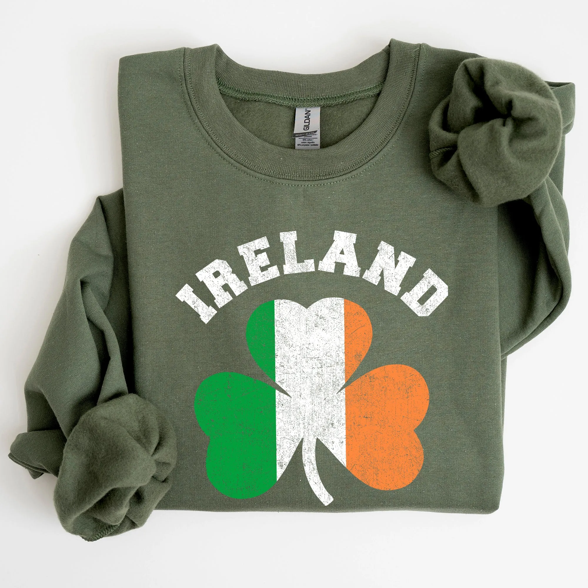 Ireland Shamrock Flag St Patrick's Day Irish Pride Emblem Graphic Cozy Sweatshirt sold by Refinery Number One