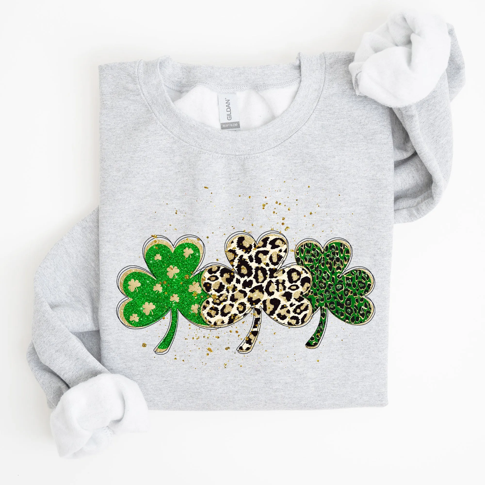 Leopard Print Shamrocks, St Patrick's Day Sweatshirt sold by Refinery Number One