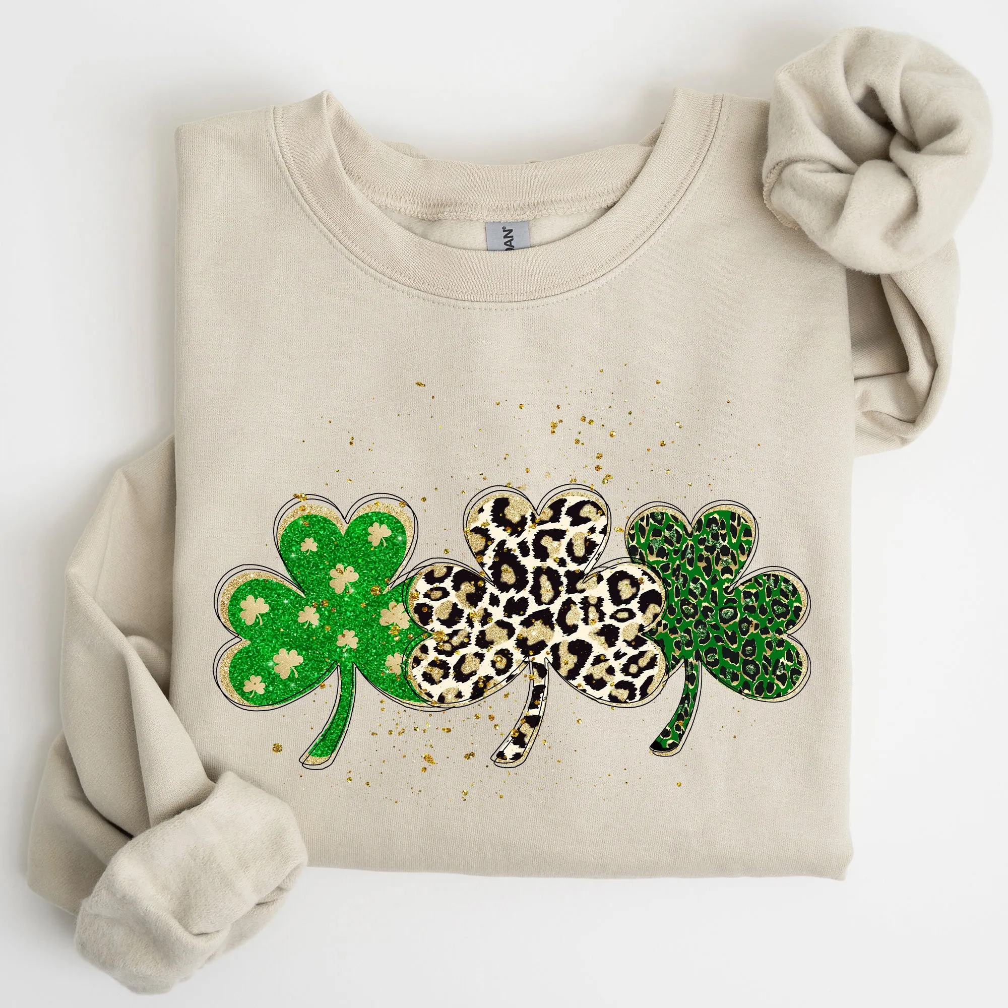 Leopard Print Shamrocks, St Patrick's Day Sweatshirt sold by Refinery Number One product image thumbnail 5