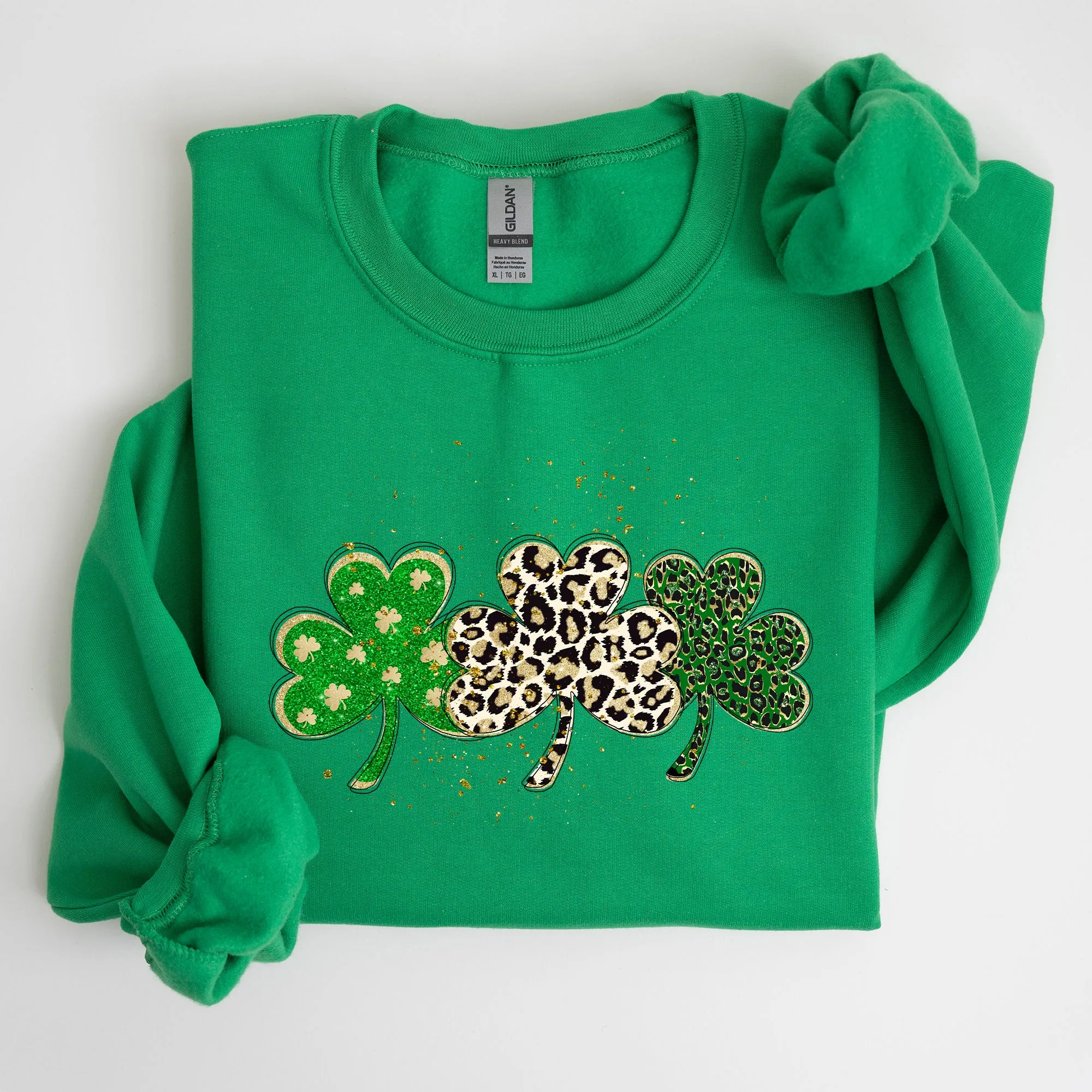 Leopard Print Shamrocks, St Patrick's Day Sweatshirt sold by Refinery Number One product image thumbnail 3