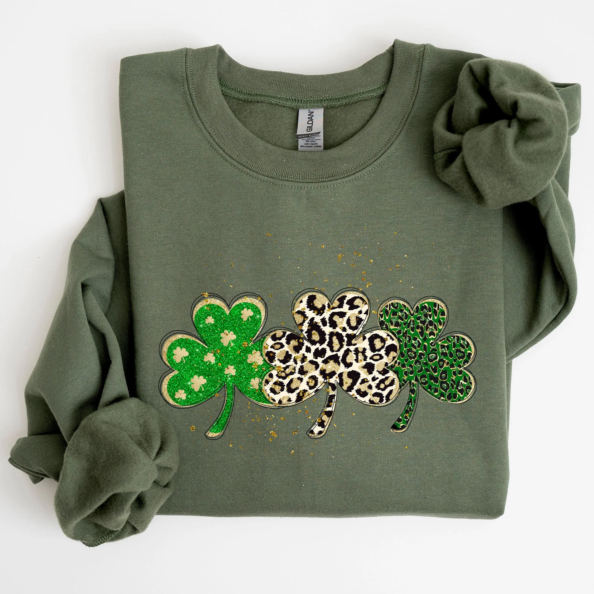 Leopard Print Shamrocks, St Patrick's Day Sweatshirt sold by Refinery Number One product image thumbnail 4