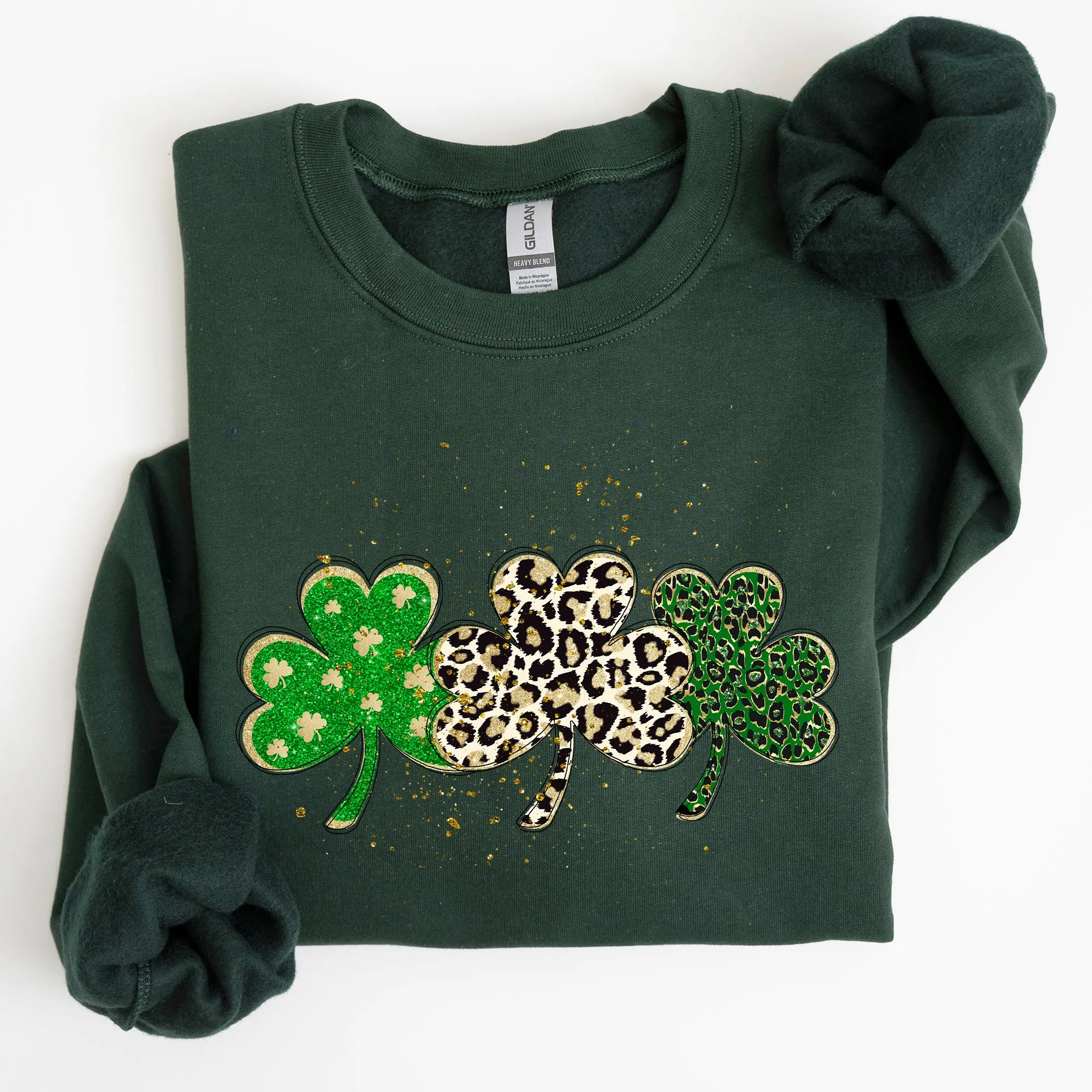 Leopard Print Shamrocks, St Patrick's Day Sweatshirt sold by Refinery Number One product image thumbnail 2