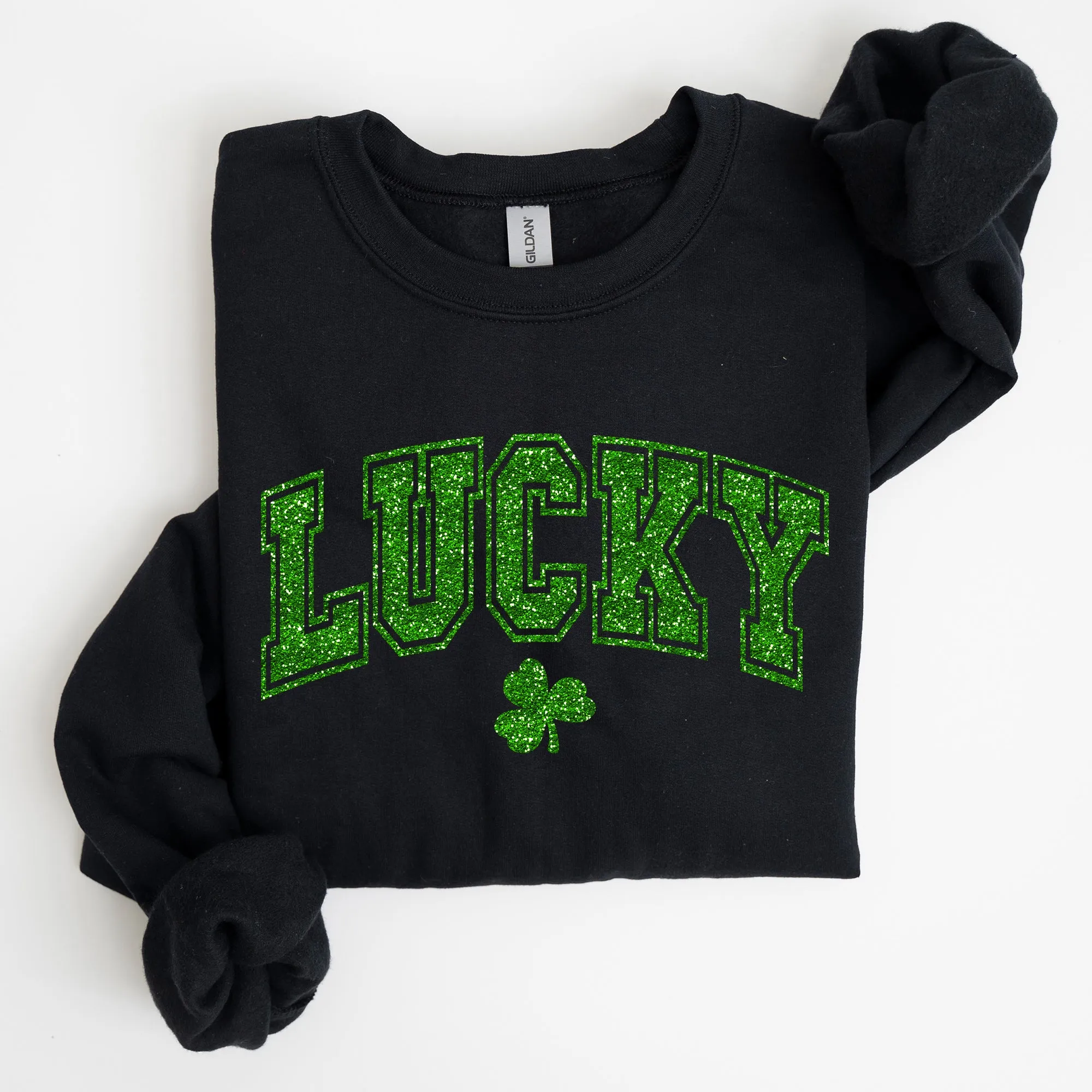 Lucky, Glitter Shamrock, St Patrick's Day Sweatshirt sold by Refinery Number One product image thumbnail 5