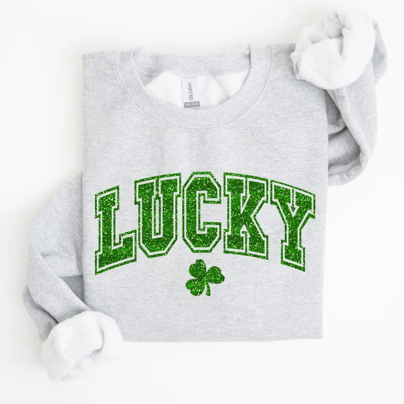 Lucky, Glitter Shamrock, St Patrick's Day Sweatshirt sold by Refinery Number One