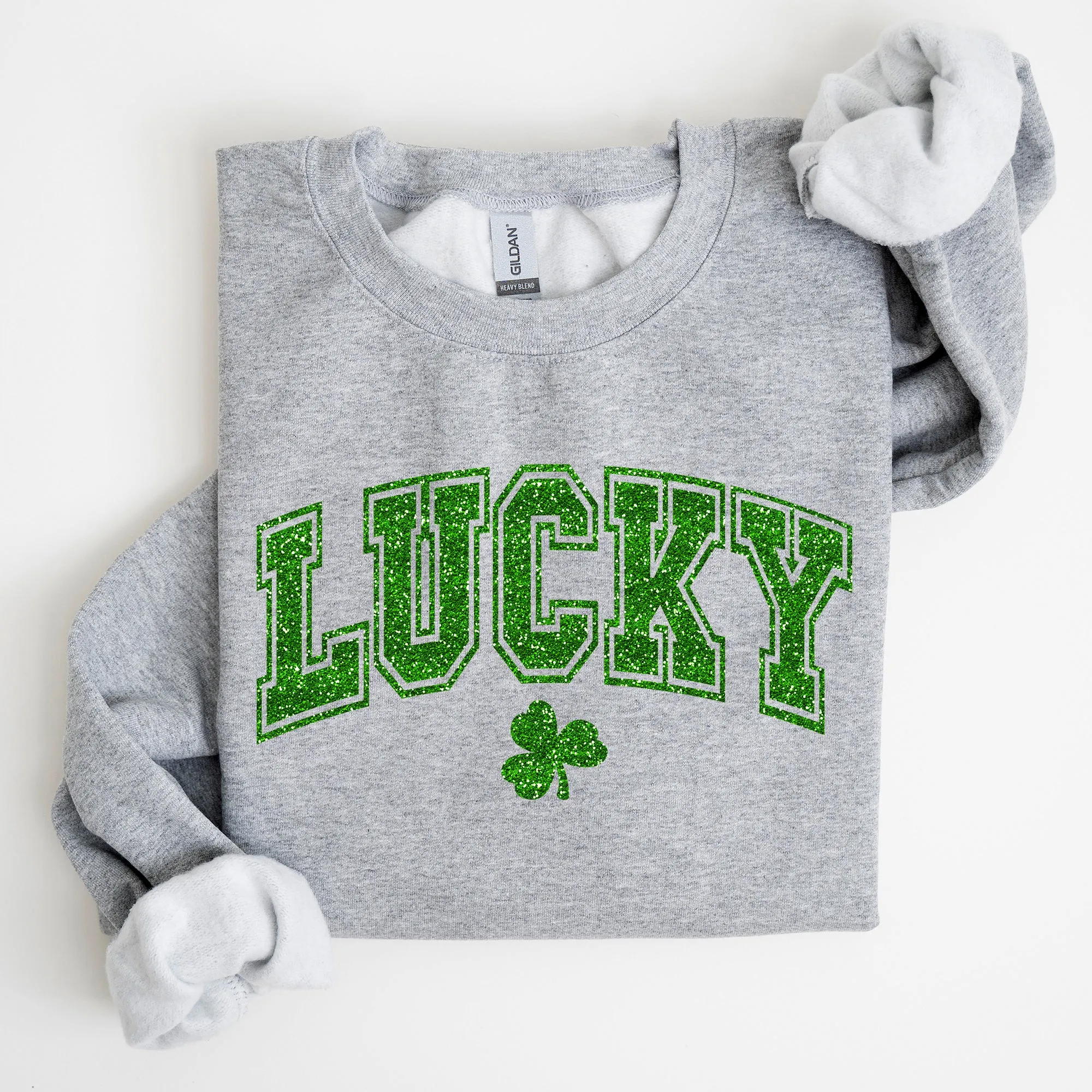 Lucky, Glitter Shamrock, St Patrick's Day Sweatshirt sold by Refinery Number One product image thumbnail 3