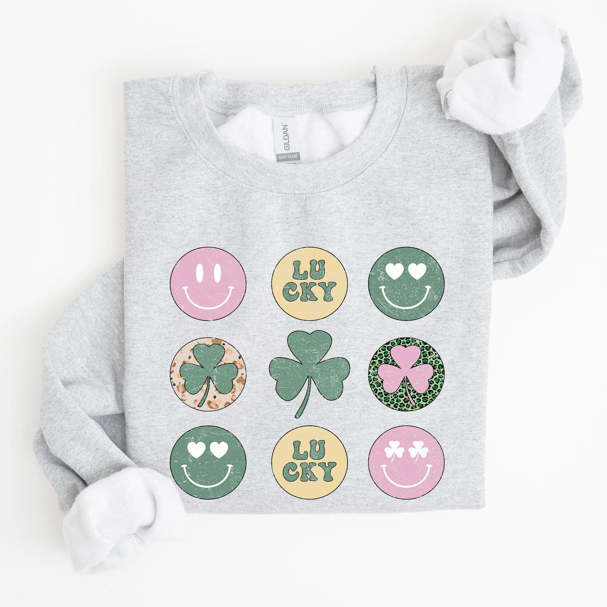 Retro Lucky Smileys, St Patrick's Day Sweatshirt sold by Refinery Number One product image thumbnail 3