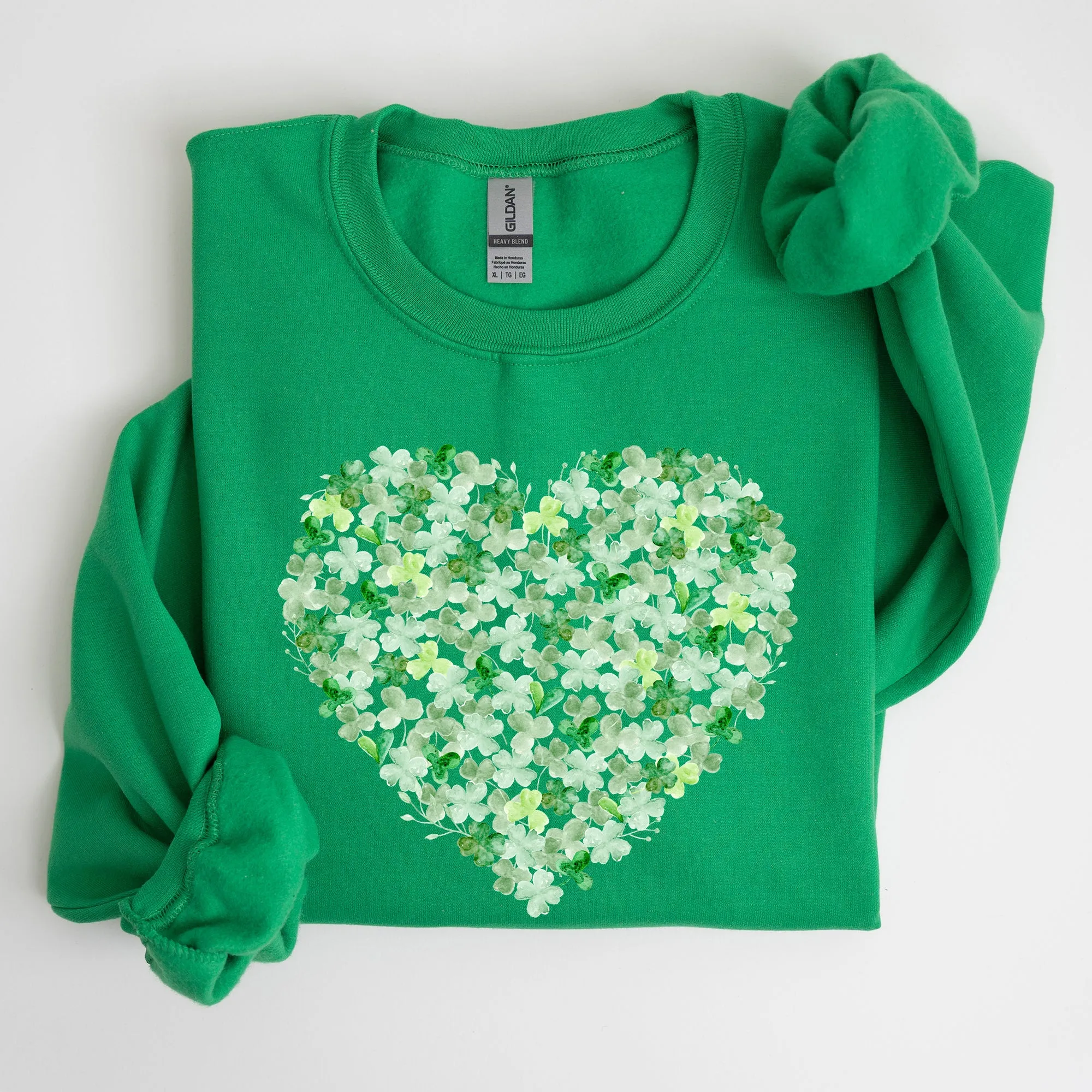 Watercolor Shamrocks, Heart, St Patrick's Day Sweatshirt sold by Refinery Number One product image thumbnail 4