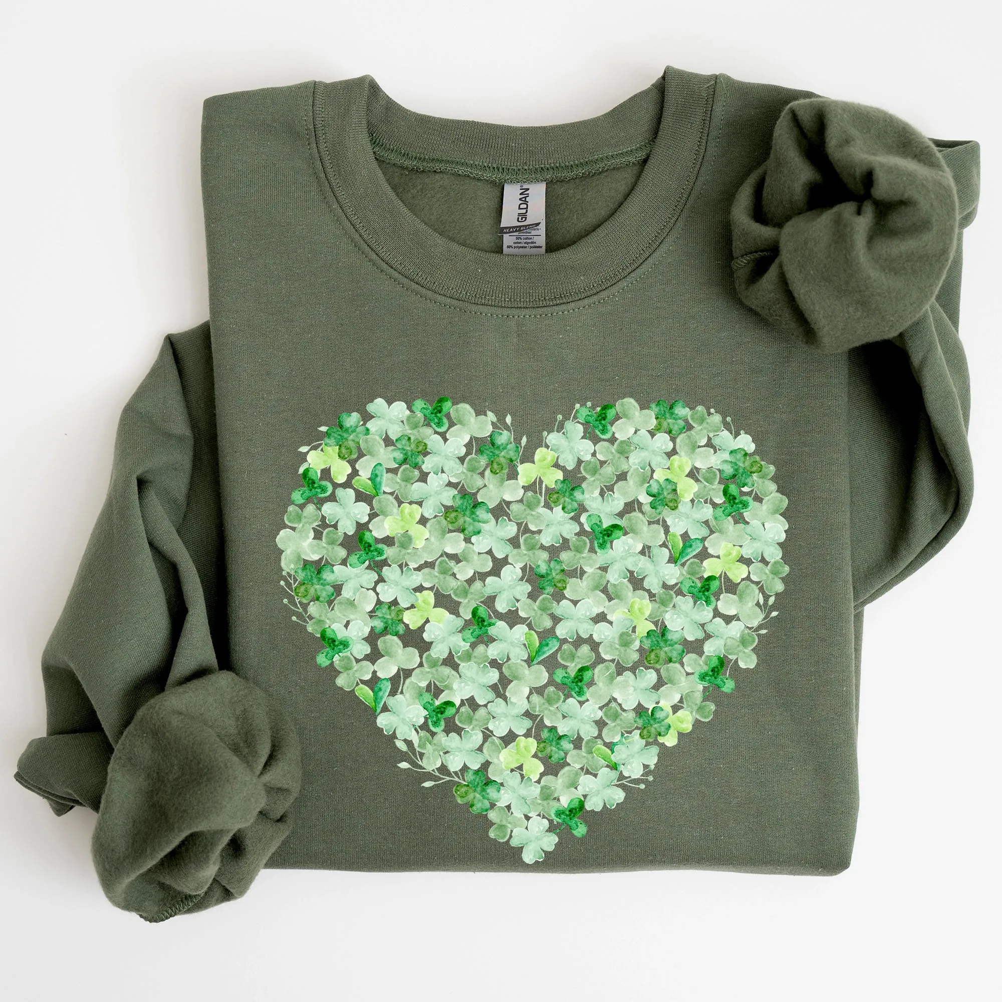 Watercolor Shamrocks, Heart, St Patrick's Day Sweatshirt sold by Refinery Number One product image thumbnail 5