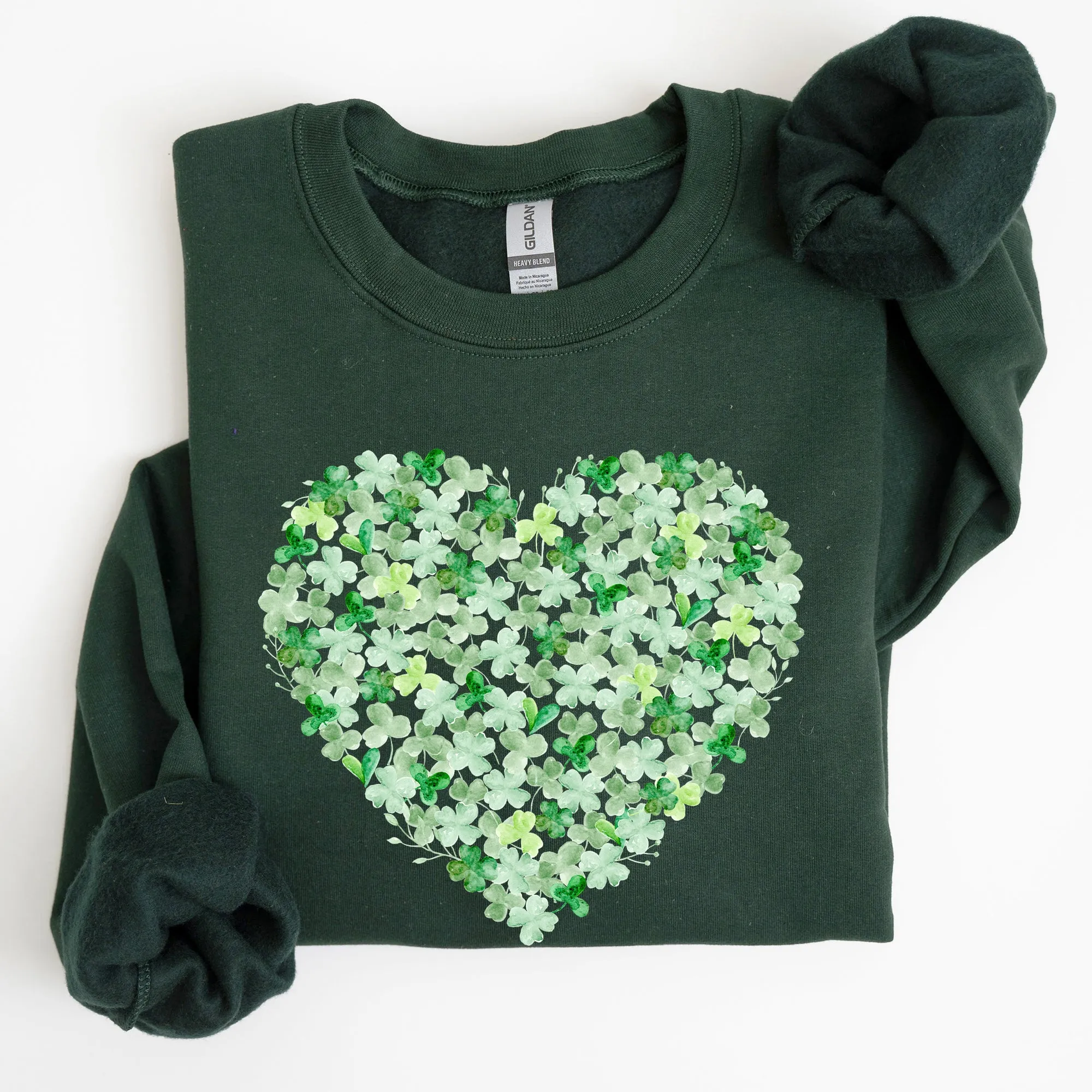 Watercolor Shamrocks, Heart, St Patrick's Day Sweatshirt sold by Refinery Number One