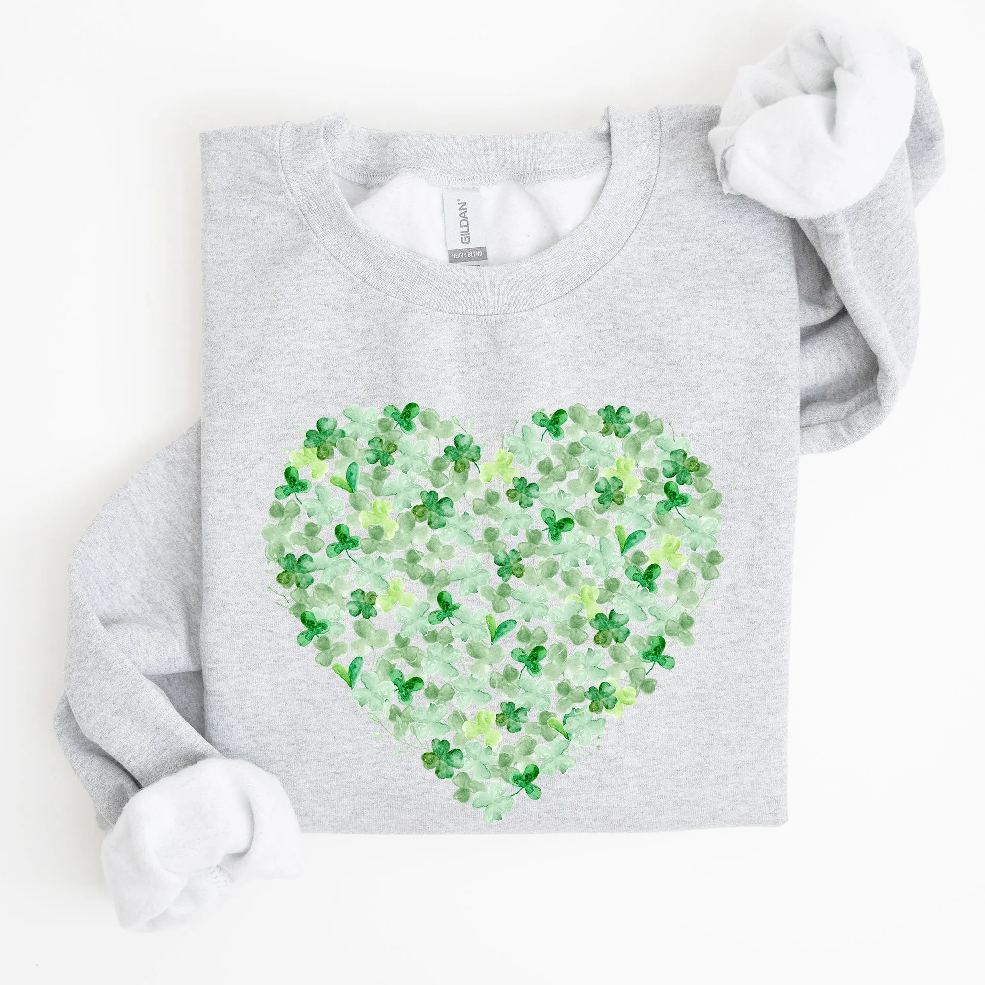 Watercolor Shamrocks, Heart, St Patrick's Day Sweatshirt sold by Refinery Number One product image thumbnail 2