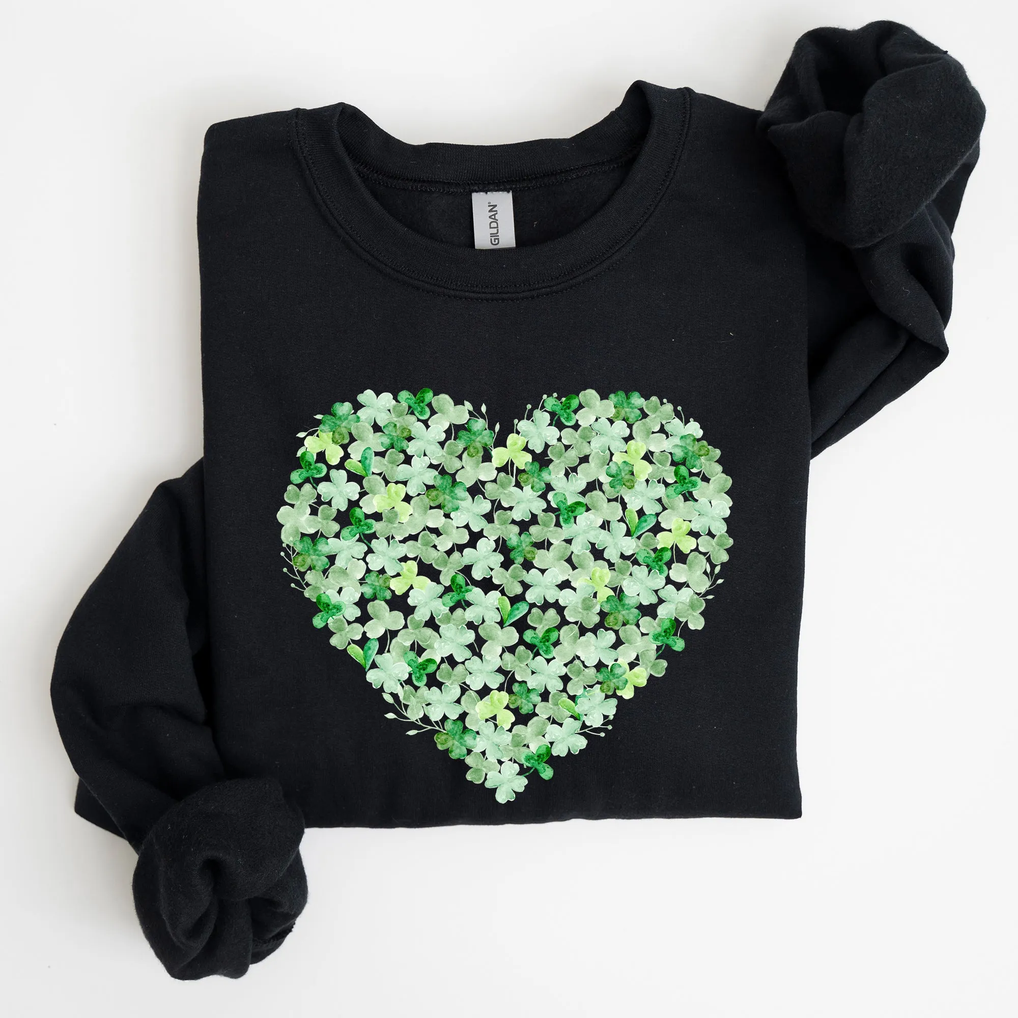 Watercolor Shamrocks, Heart, St Patrick's Day Sweatshirt sold by Refinery Number One product image thumbnail 3