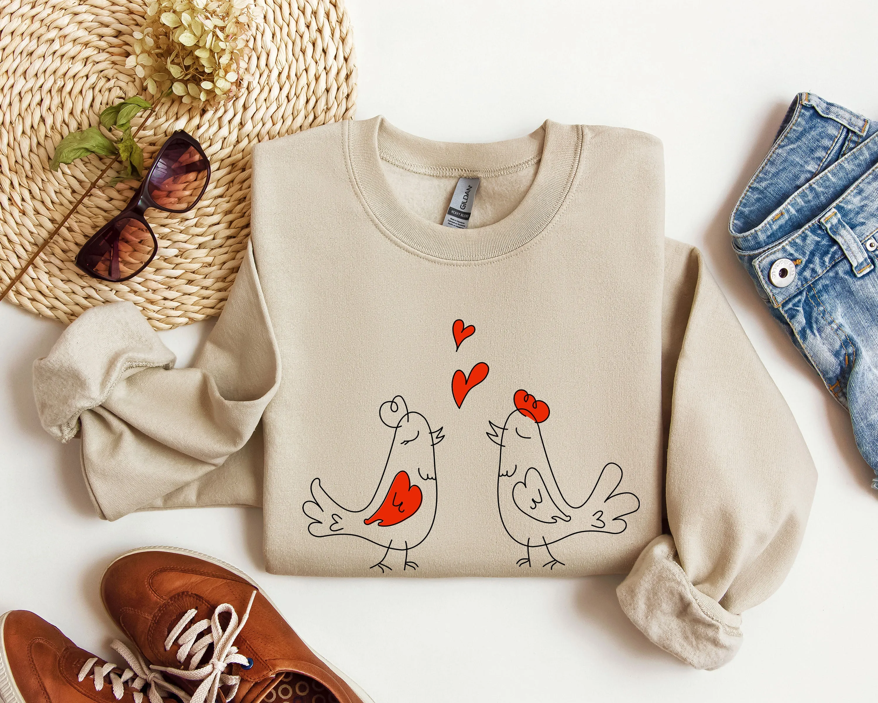 Retro Love Birds, Vintage, Sweatshirt, Valentine's Day sold by Refinery Number One product image thumbnail 2