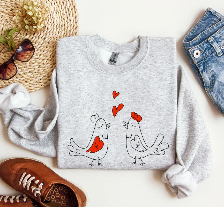 Retro Love Birds, Vintage, Sweatshirt, Valentine's Day sold by Refinery Number One