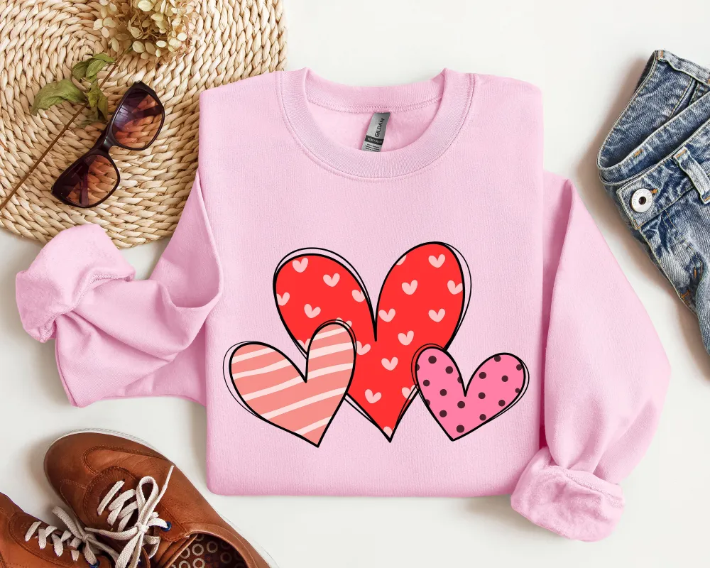 Retro Hearts Set Sweatshirt, Vintage Valentine's Day Sweatshirt sold by Refinery Number One