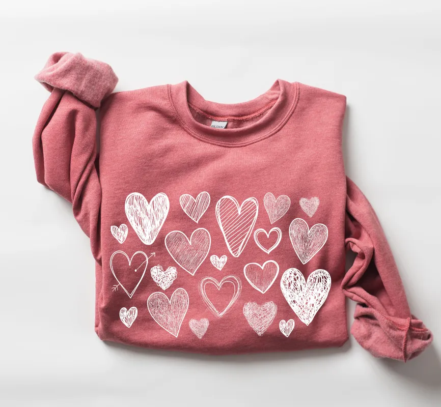 Mini Retro Hearts Sweatshirt, Vintage Valentine's Day Sweatshirt sold by Refinery Number One