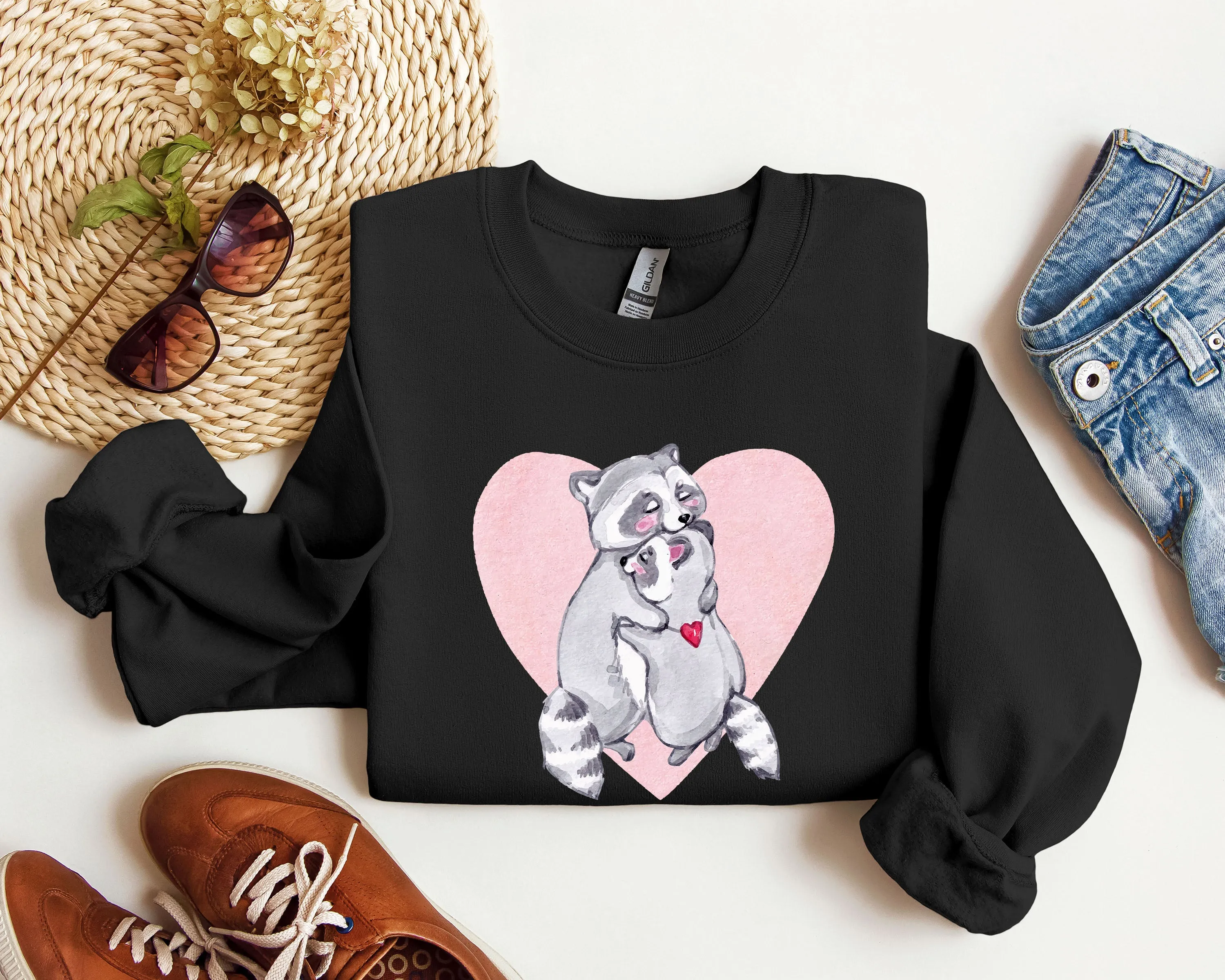 Retro Raccoon Lovers Vintage Valentine's Day Graphic Cozy Soft Fleece Edition Sweatshirt sold by Refinery Number One product image thumbnail 3