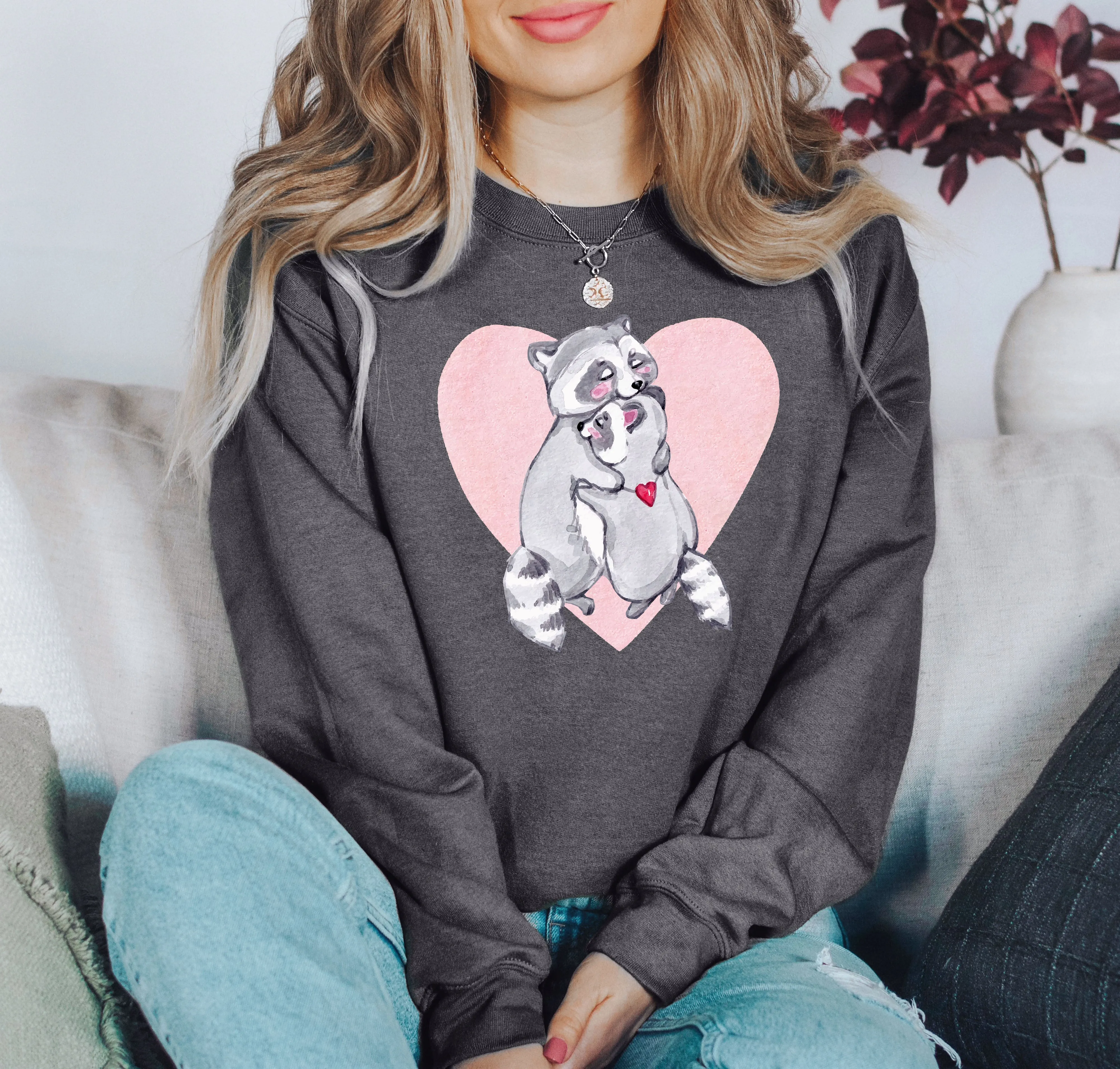 Retro Raccoon Lovers Vintage Valentine's Day Graphic Cozy Soft Fleece Edition Sweatshirt sold by Refinery Number One product image thumbnail 4