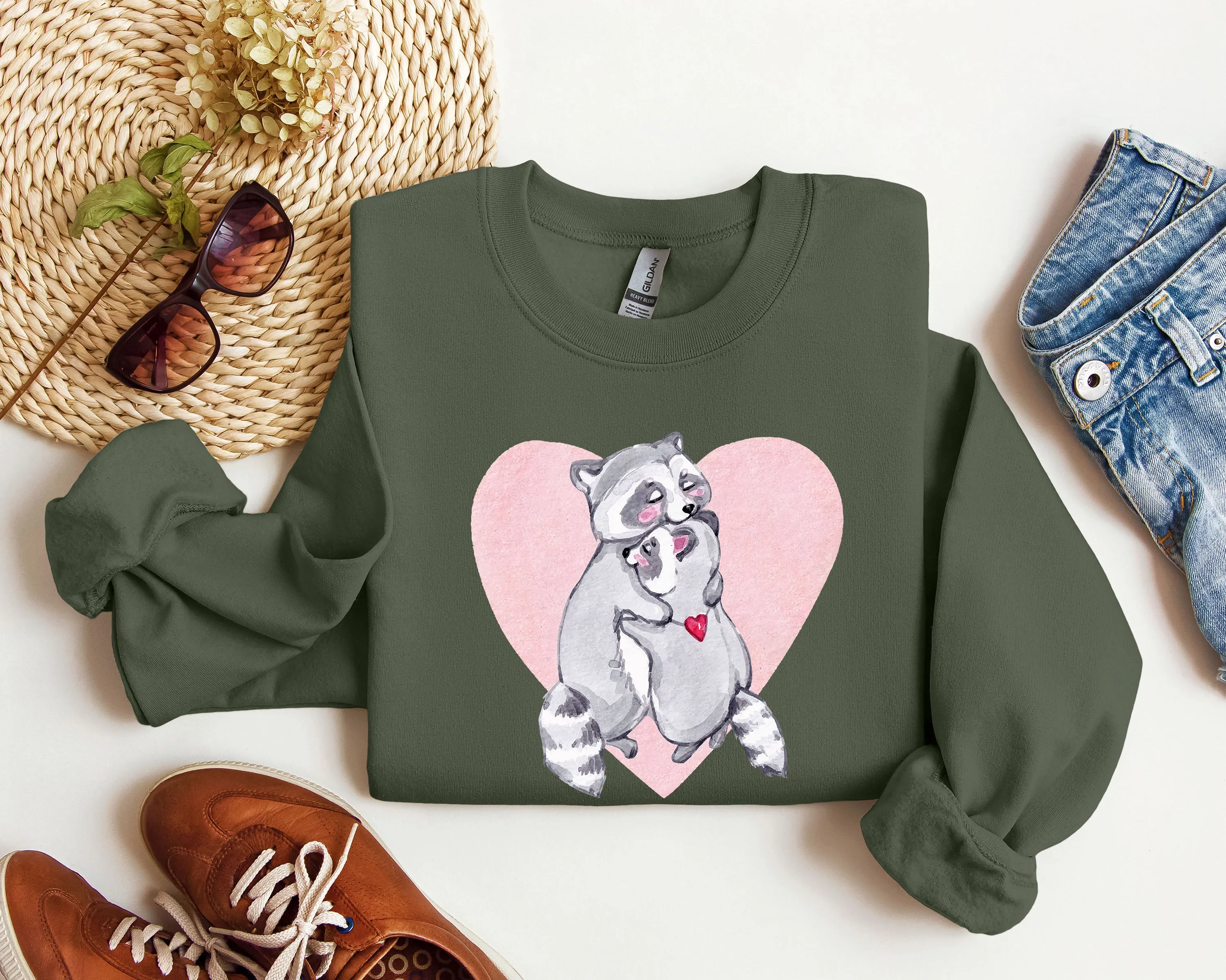 Retro Raccoon Lovers Vintage Valentine's Day Graphic Cozy Soft Fleece Edition Sweatshirt sold by Refinery Number One product image thumbnail 5