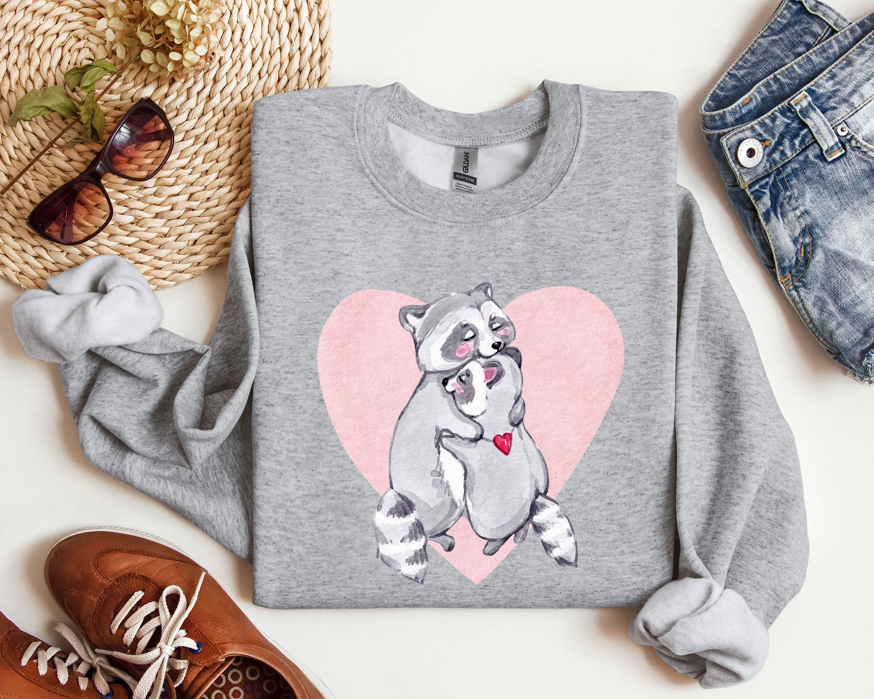 Retro Raccoon Lovers Vintage Valentine's Day Graphic Cozy Soft Fleece Edition Sweatshirt sold by Refinery Number One product image thumbnail 2